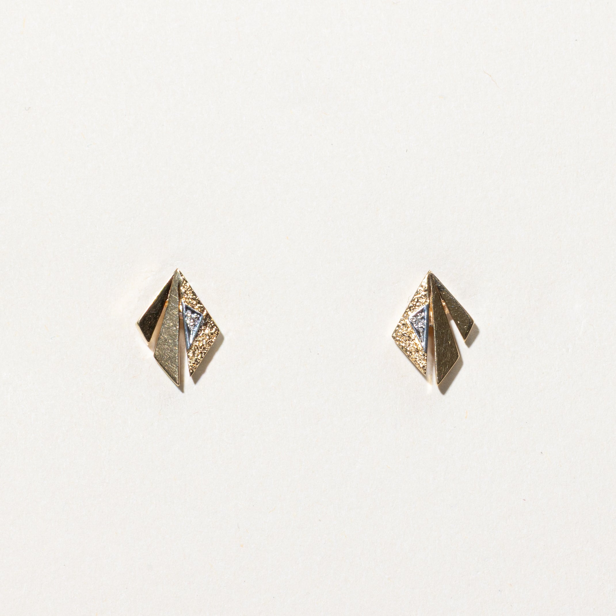 14k Diamond Geometric Stud Earrings