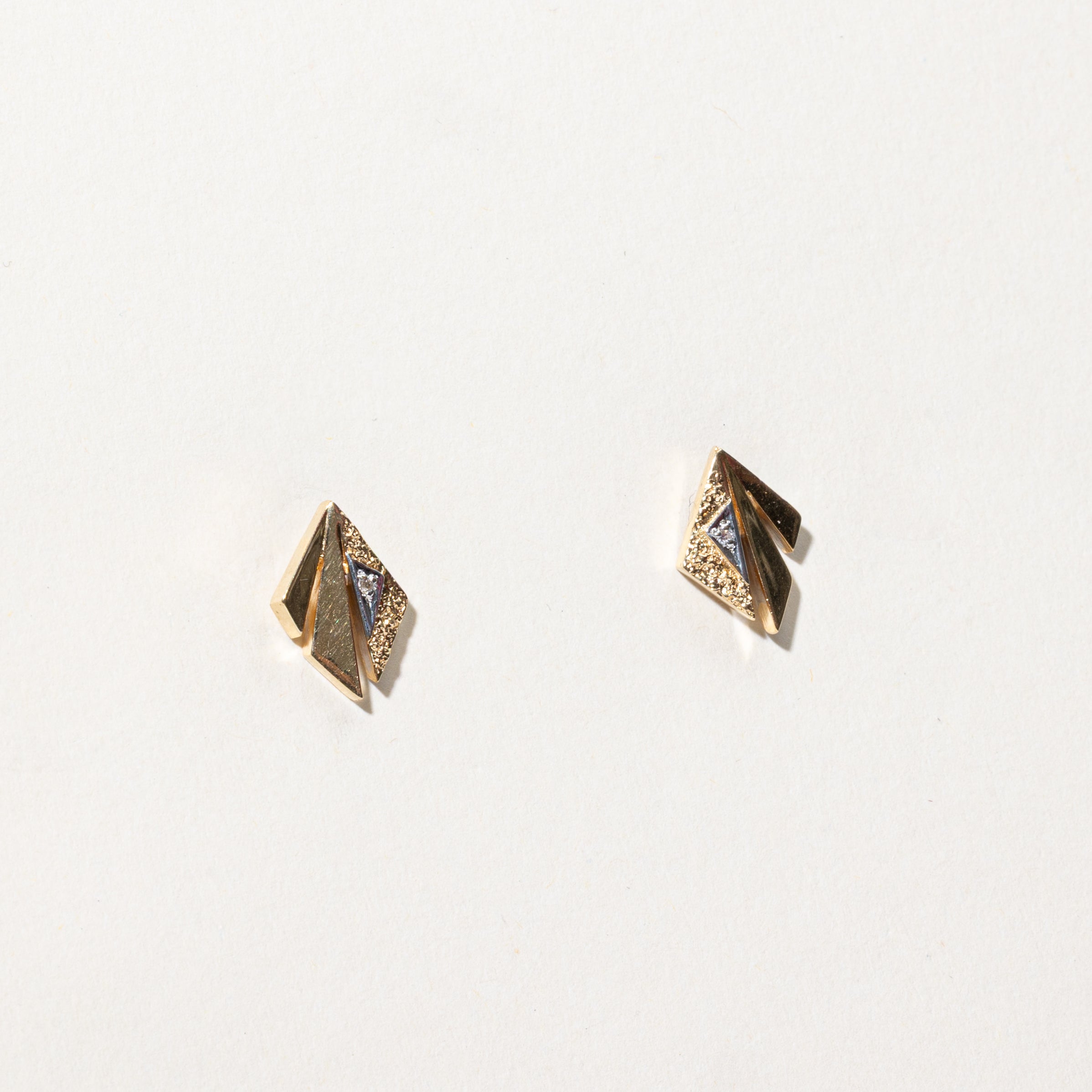 14k Diamond Geometric Stud Earrings