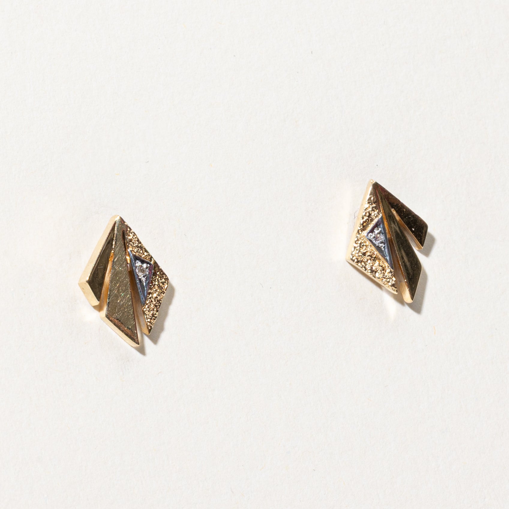 14k Diamond Geometric Stud Earrings