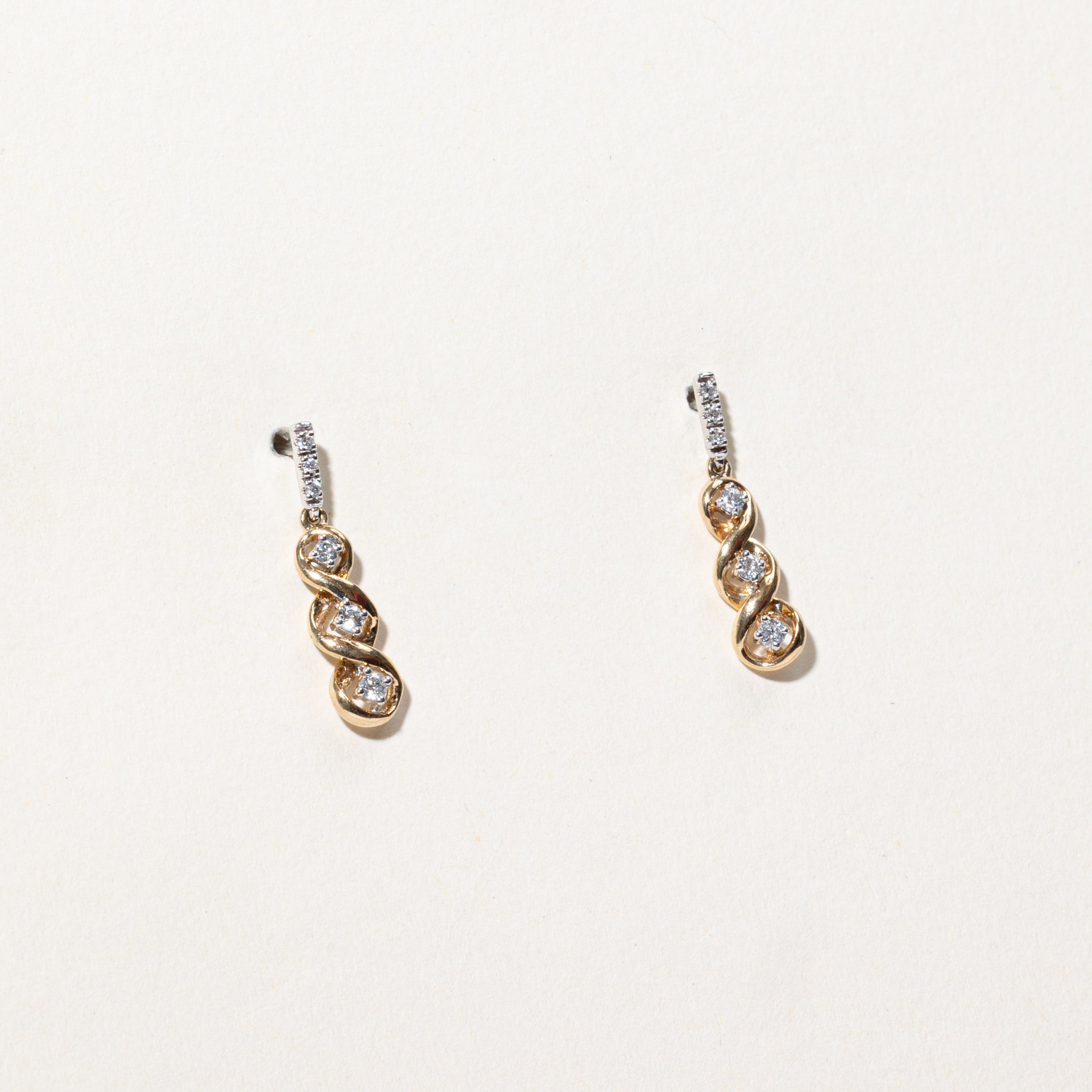 10k Diamond Cross Over Drop Earrings