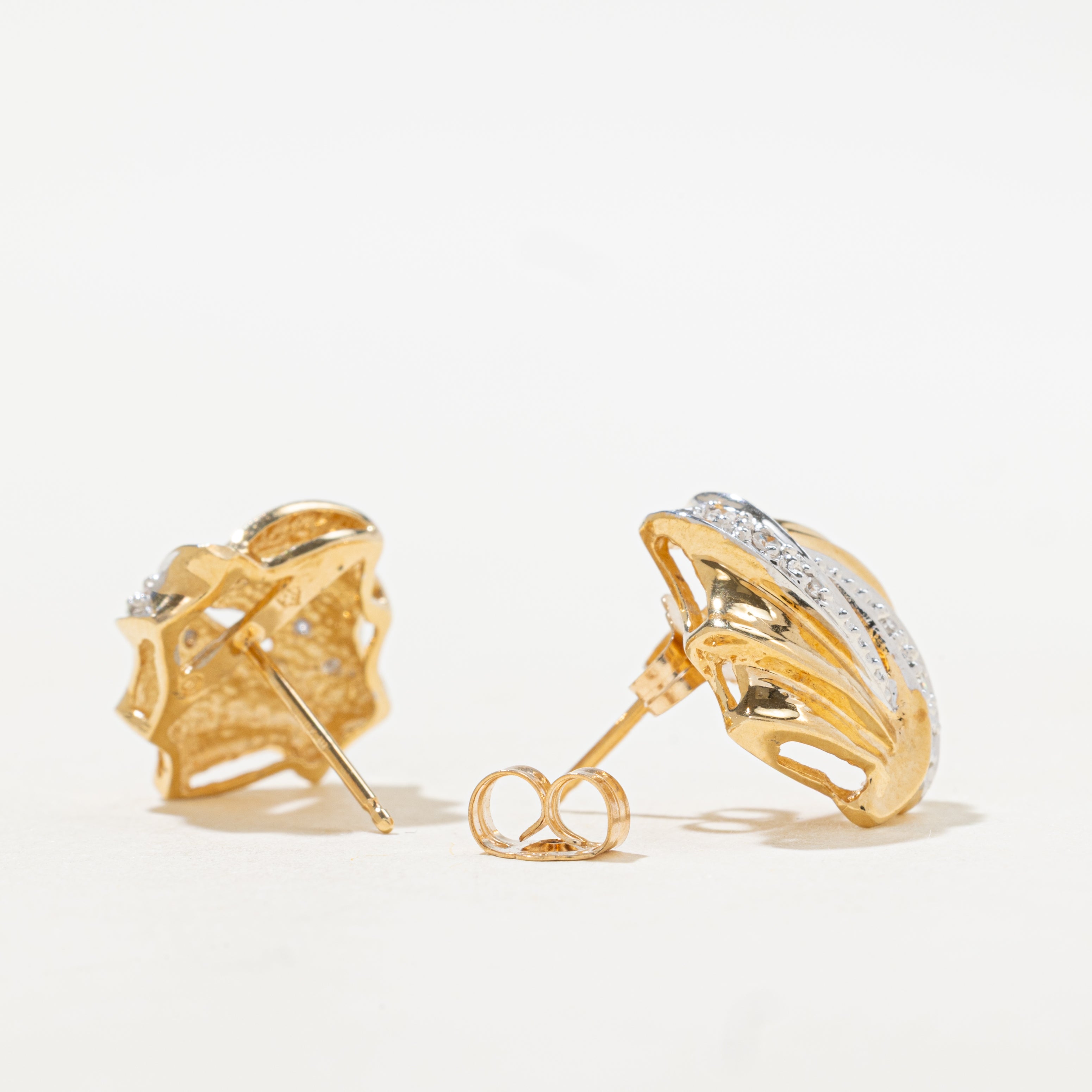 14k Diamond Shell Stud Earrings