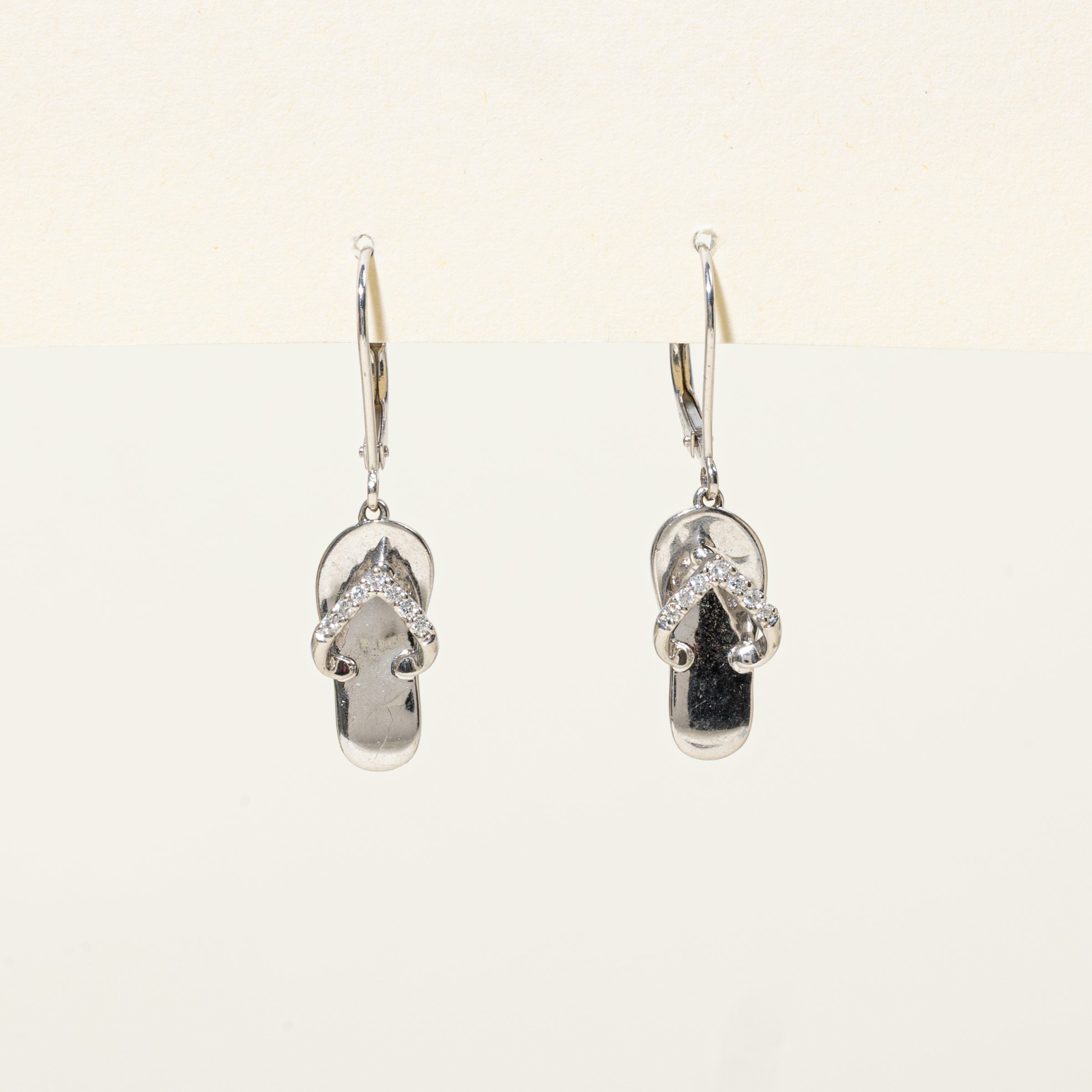 14k Diamond Flip Flop Drop Earrings