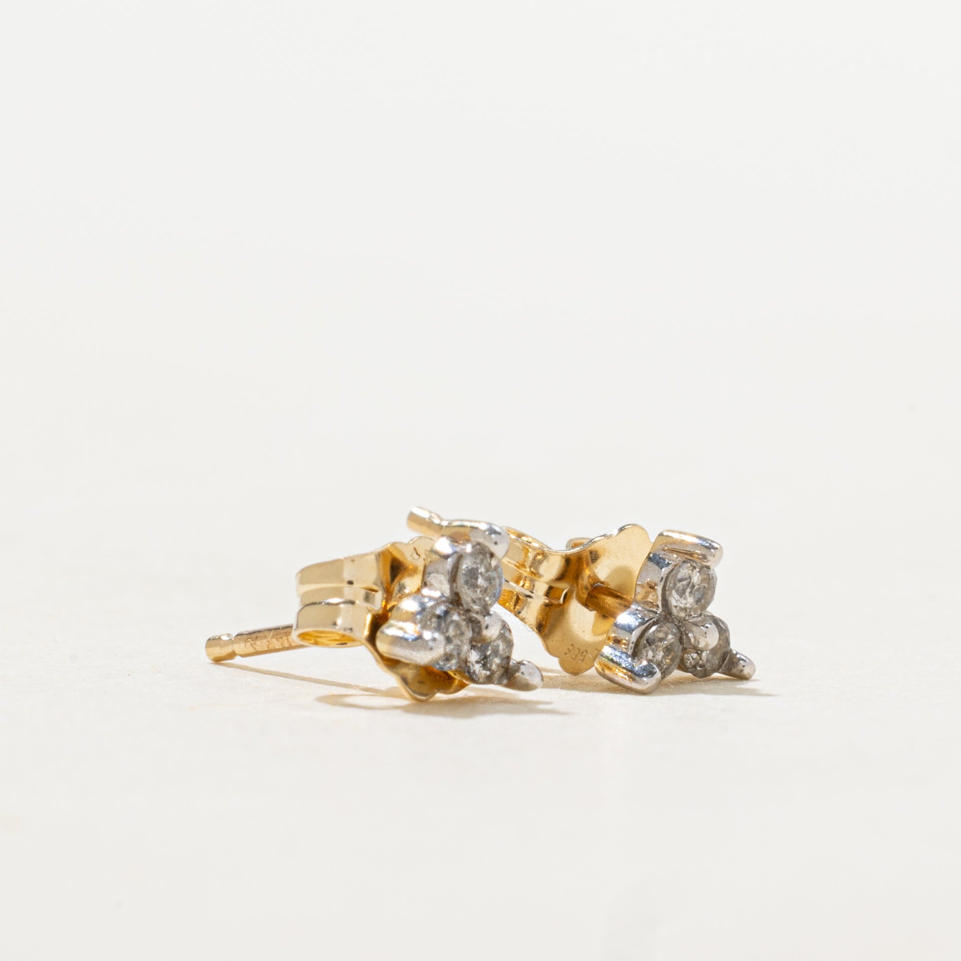 Diamond Triangle Cluster Stud Earrings
