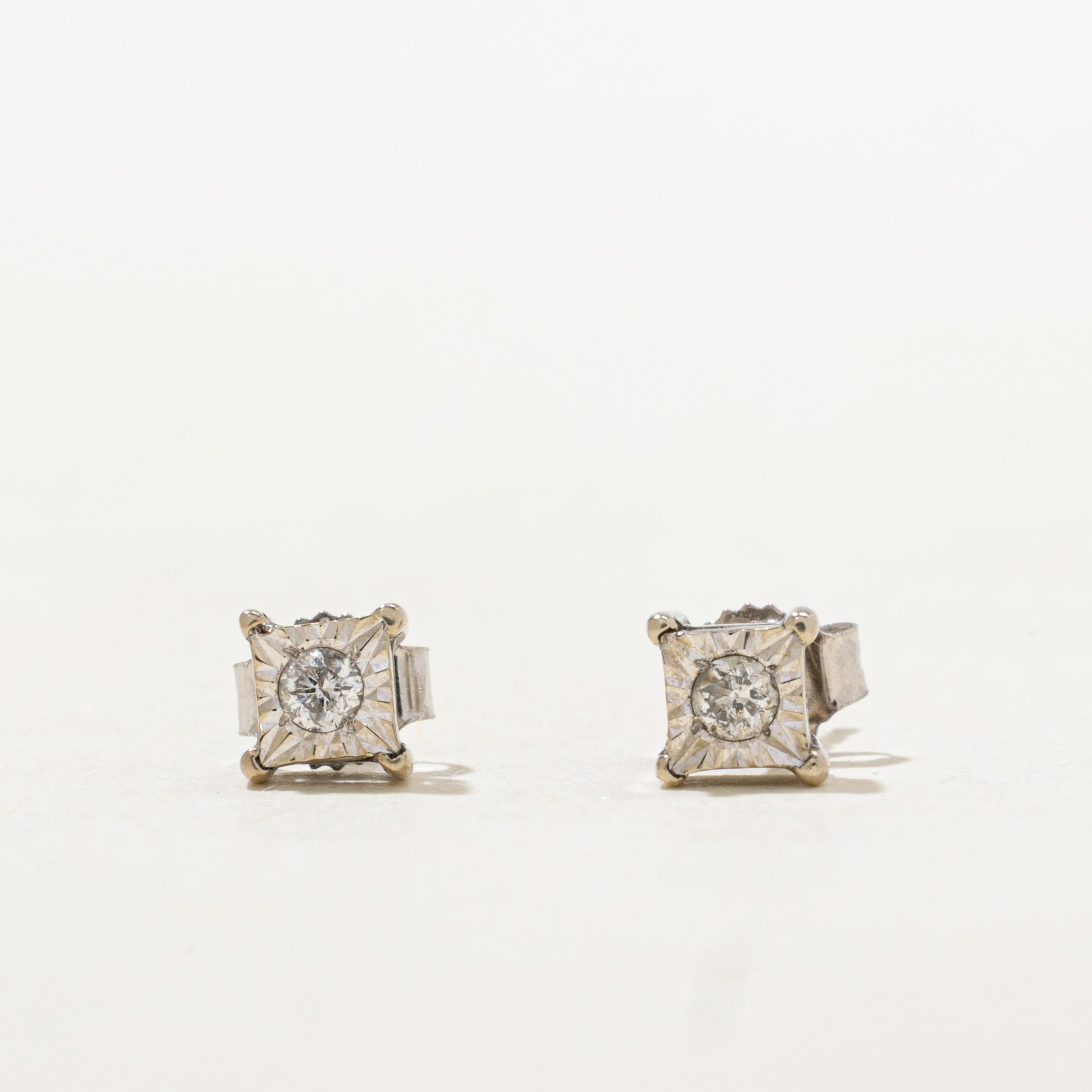 10k Illusion Set Diamond Stud Earrings