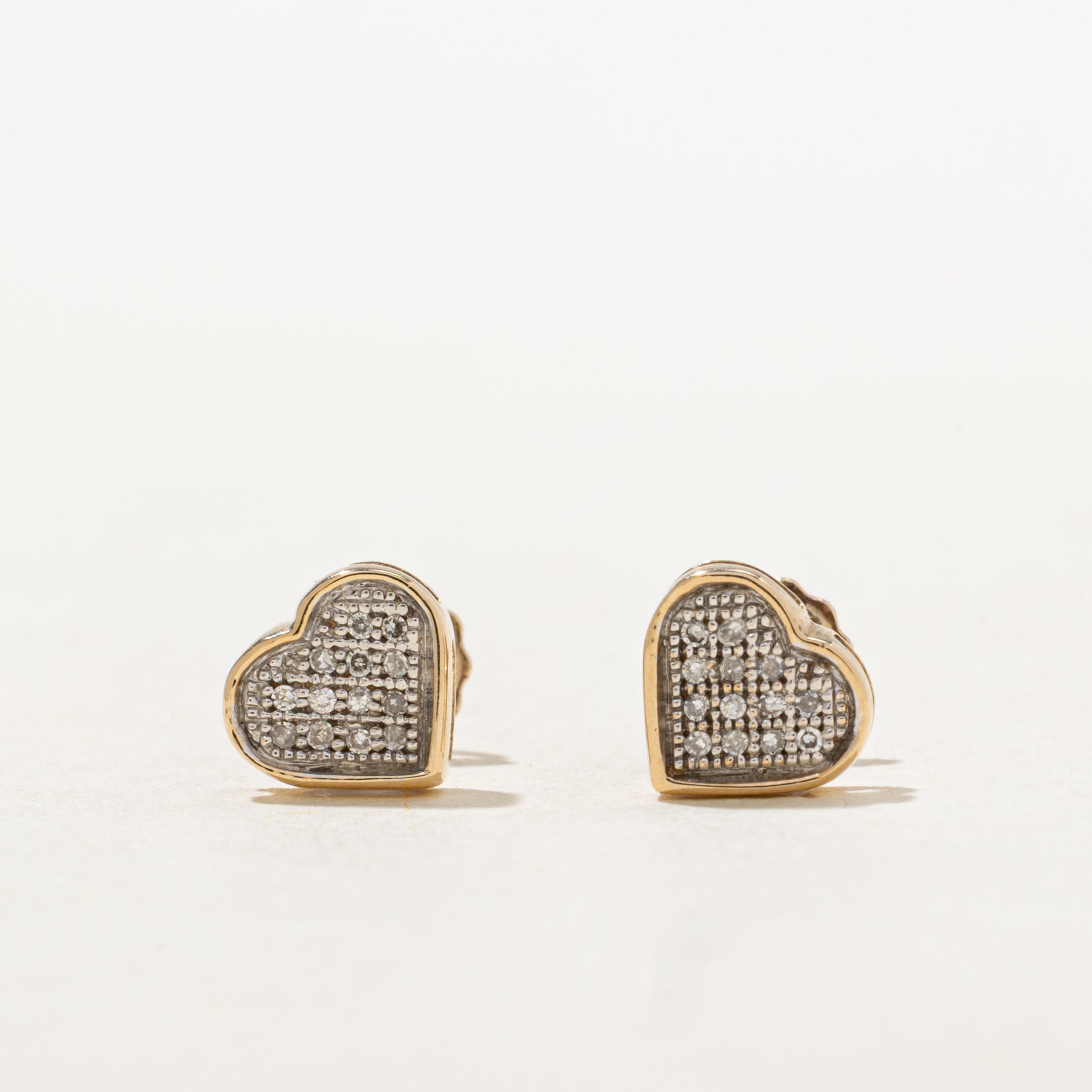10k Diamond Heart Cluster Stud Earrings