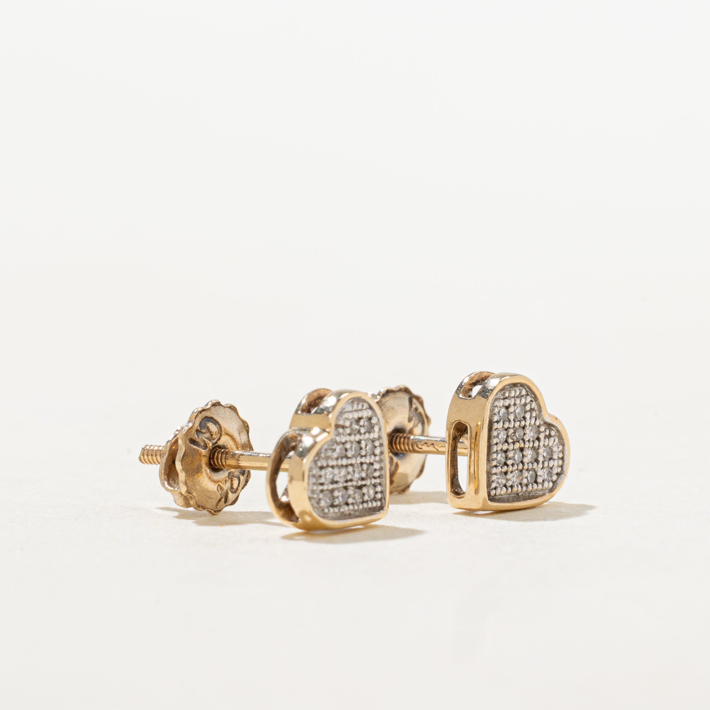 10k Diamond Heart Cluster Stud Earrings