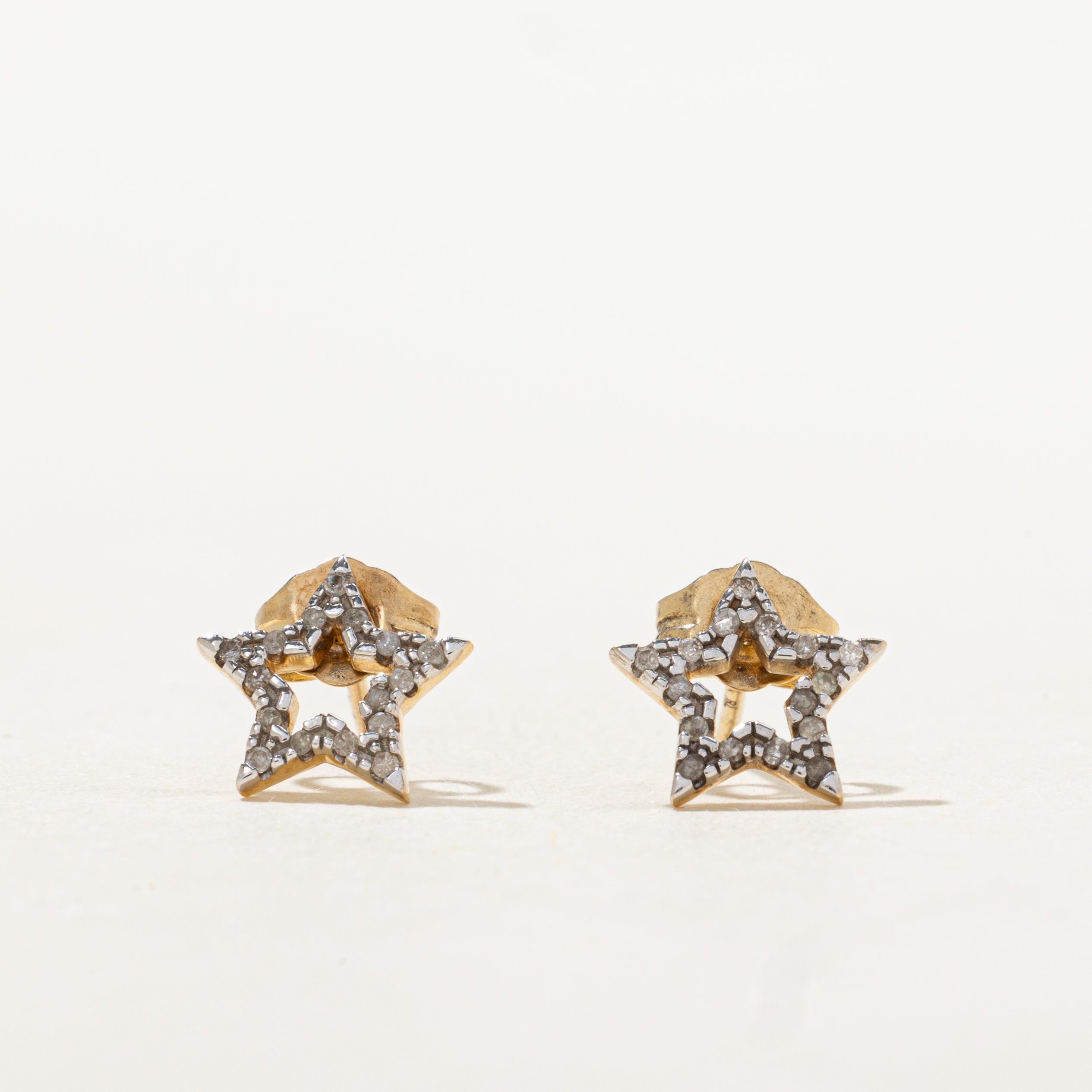 10k Diamond Open Star Stud Earrings