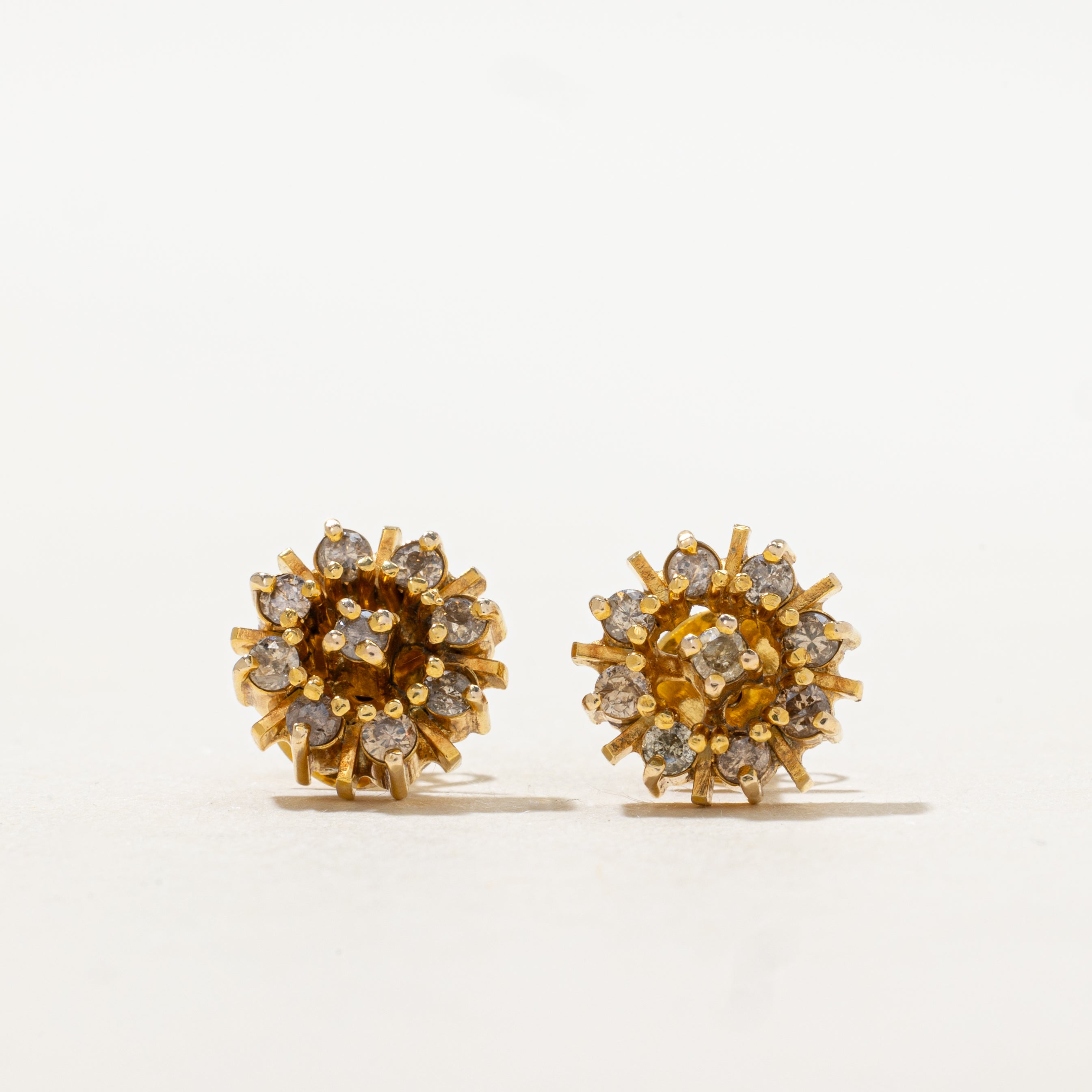 12k Diamond Cluster Stud Earrings