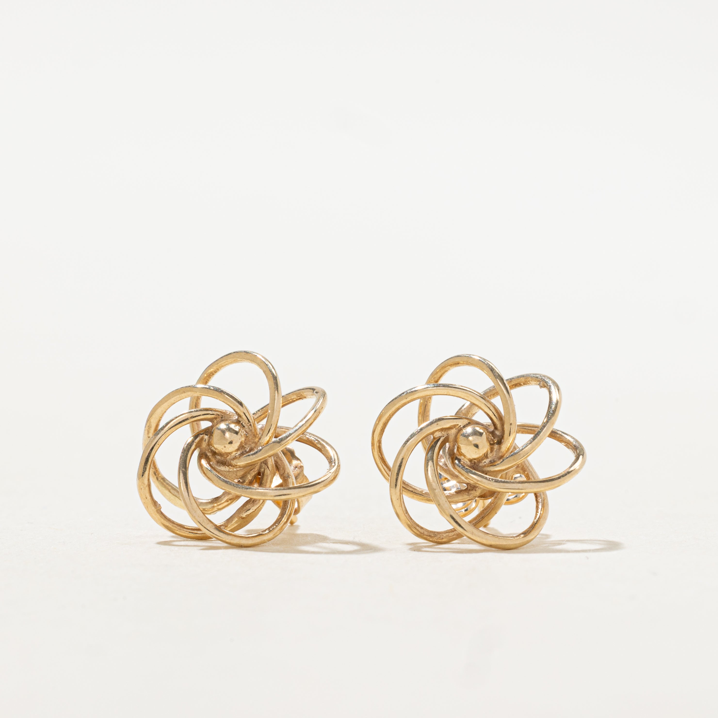 10k Yellow Gold Swirl Knot Stud Earrings