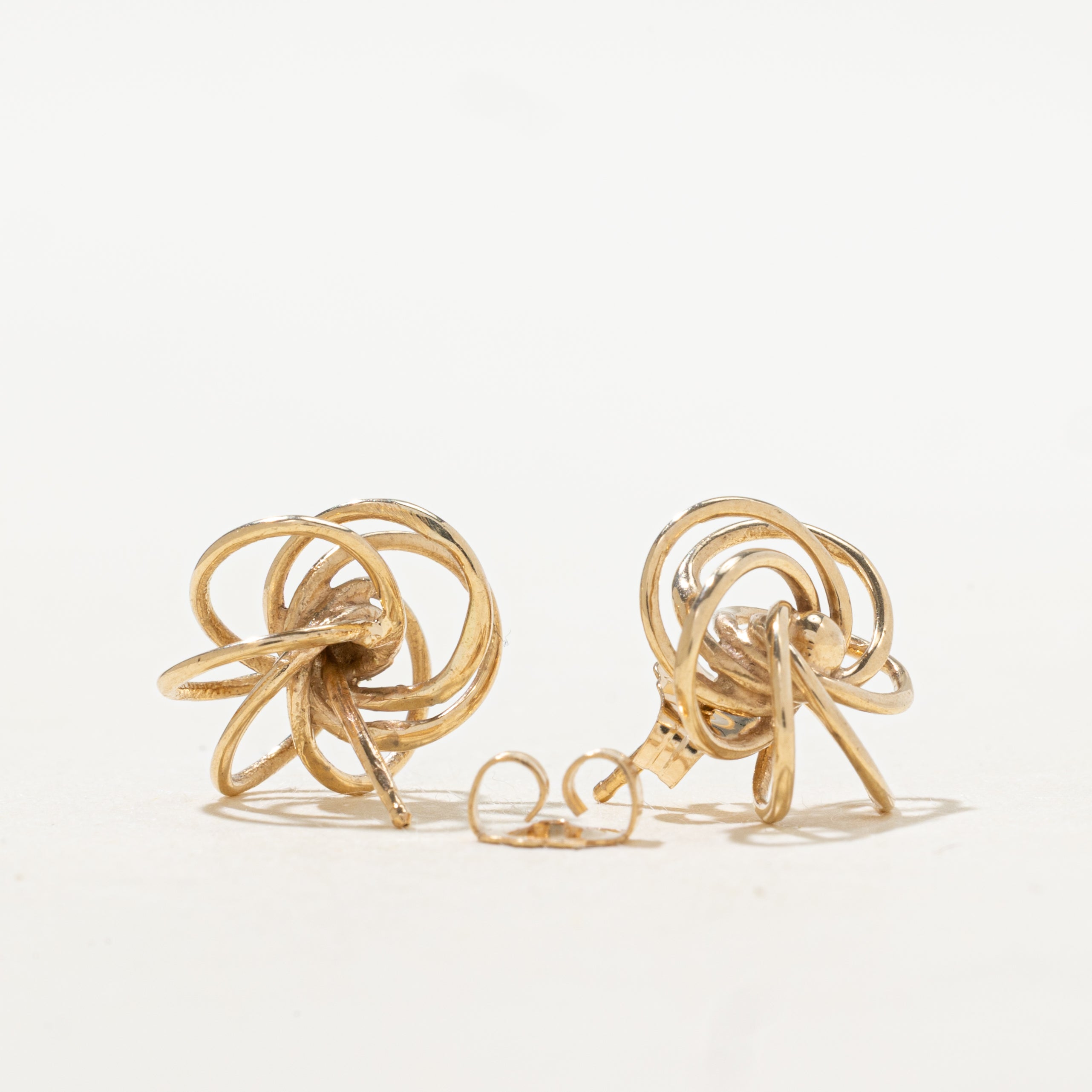 10k Yellow Gold Swirl Knot Stud Earrings