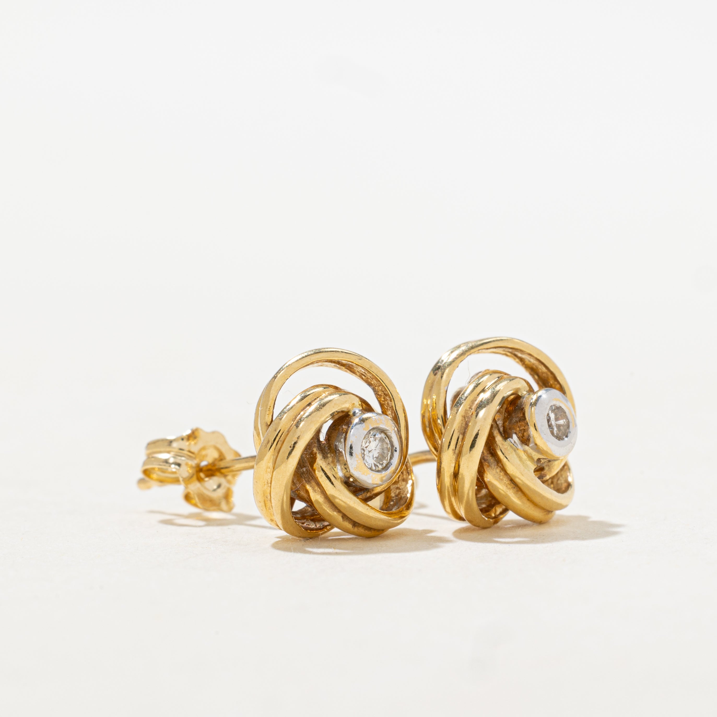 18k Diamond Knot Stud Earrings