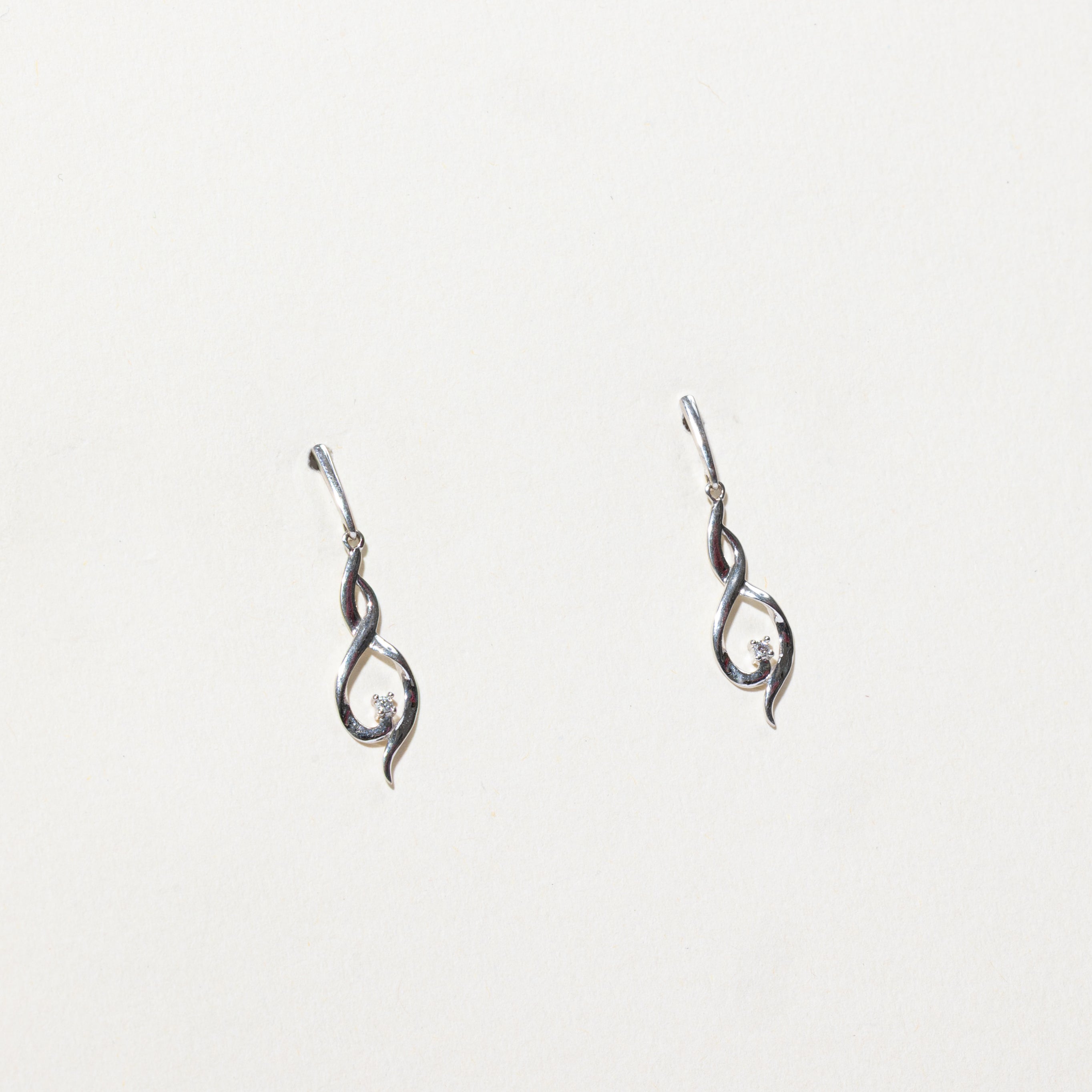 14k Diamond Twisted Drop Earrings