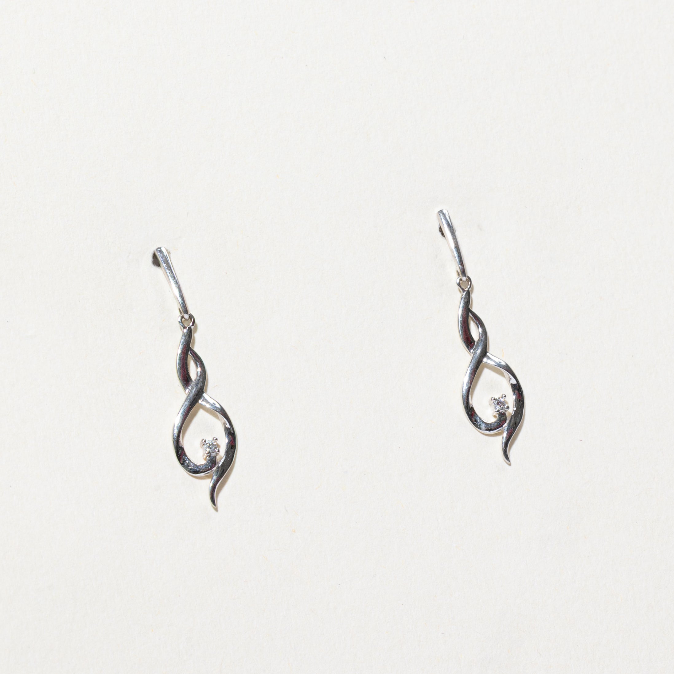 14k Diamond Twisted Drop Earrings