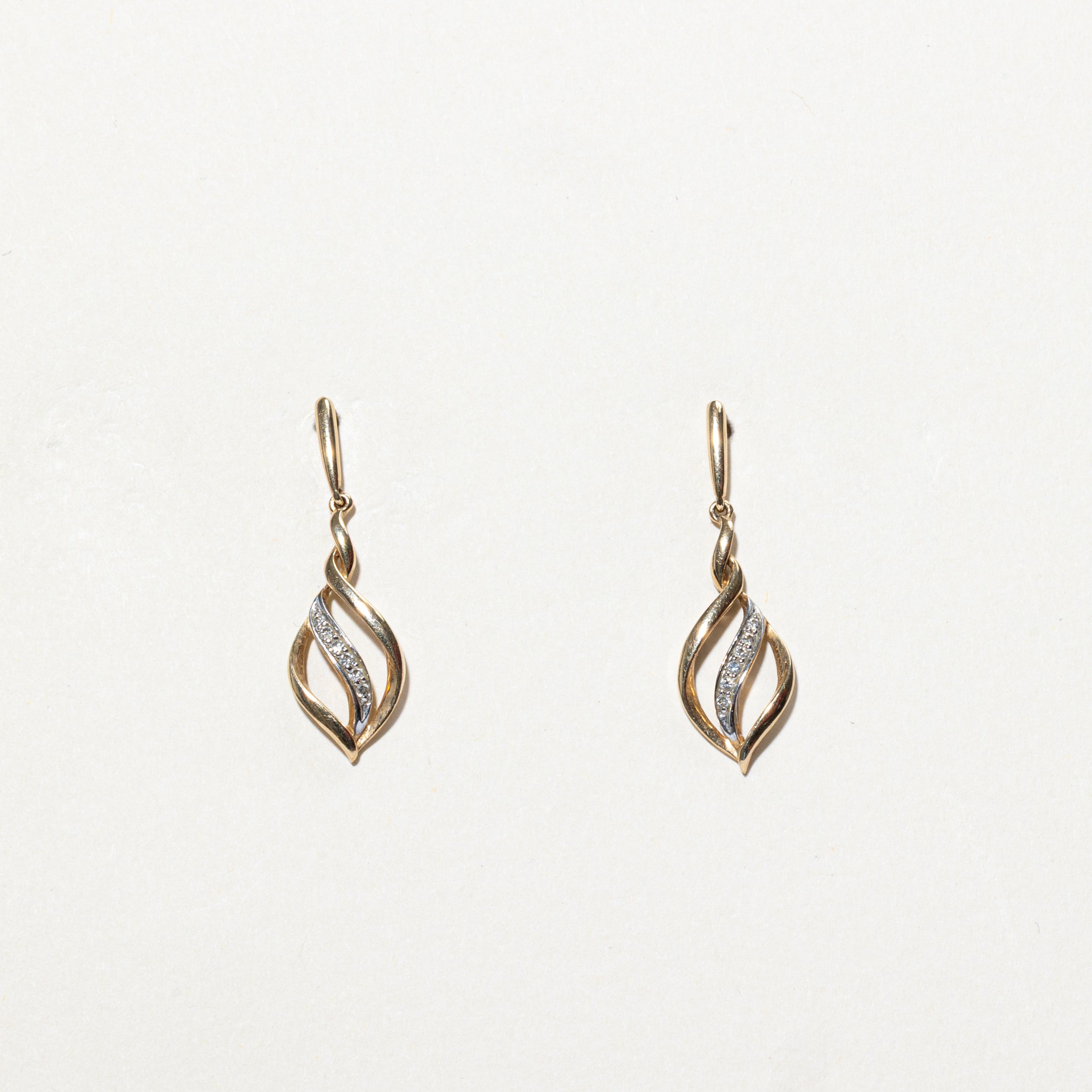 10k Diamond Twist Drop Earrings