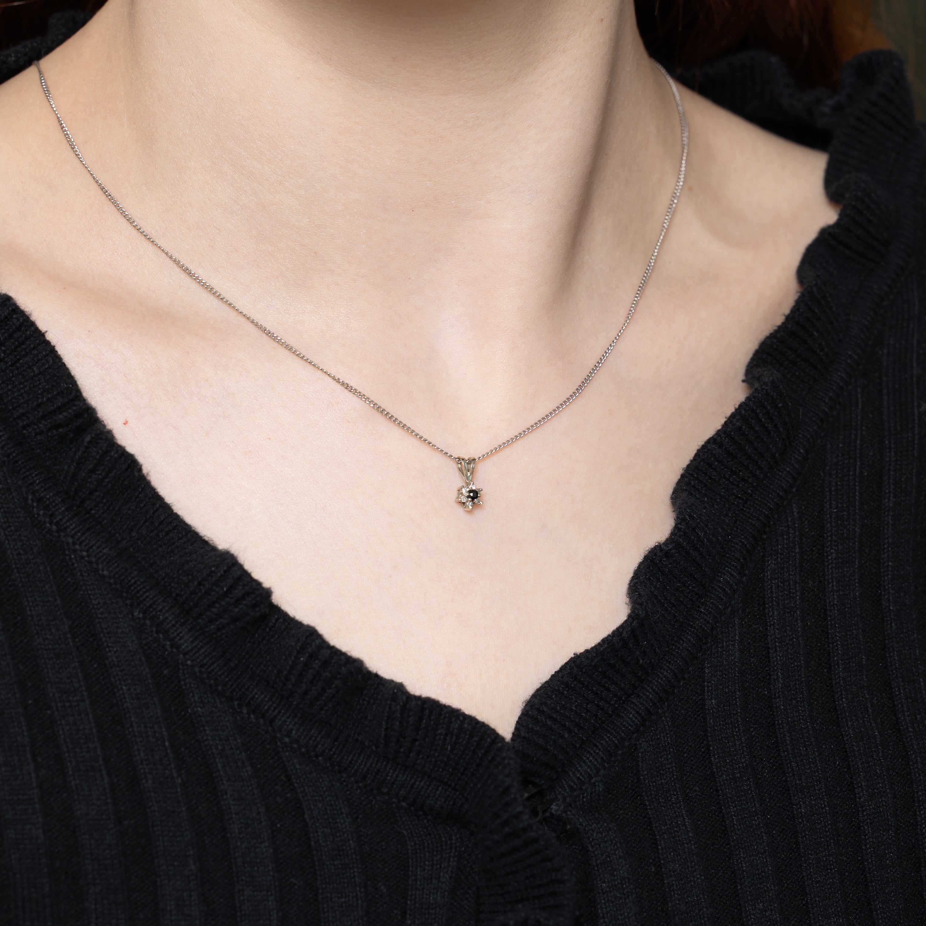 10k Sapphire & Diamond Petal Pendant