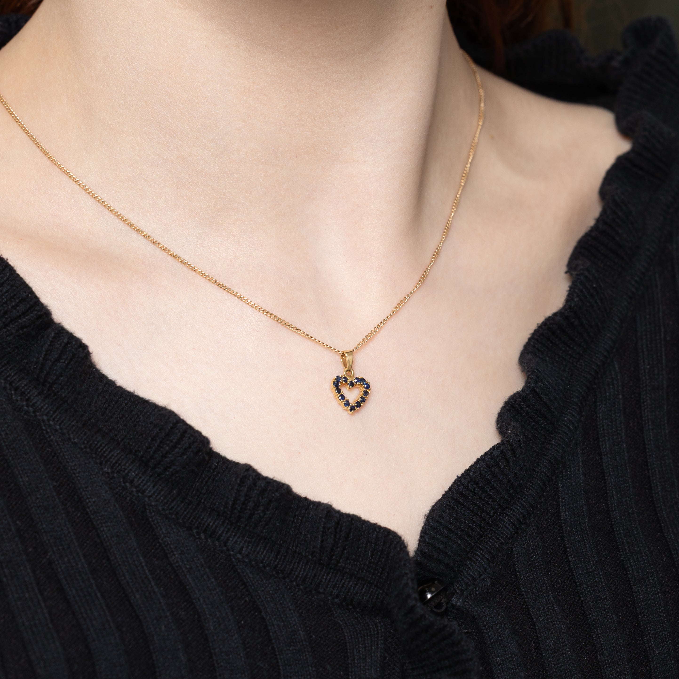 14k Sapphire Heart Pendant | 0.07ct