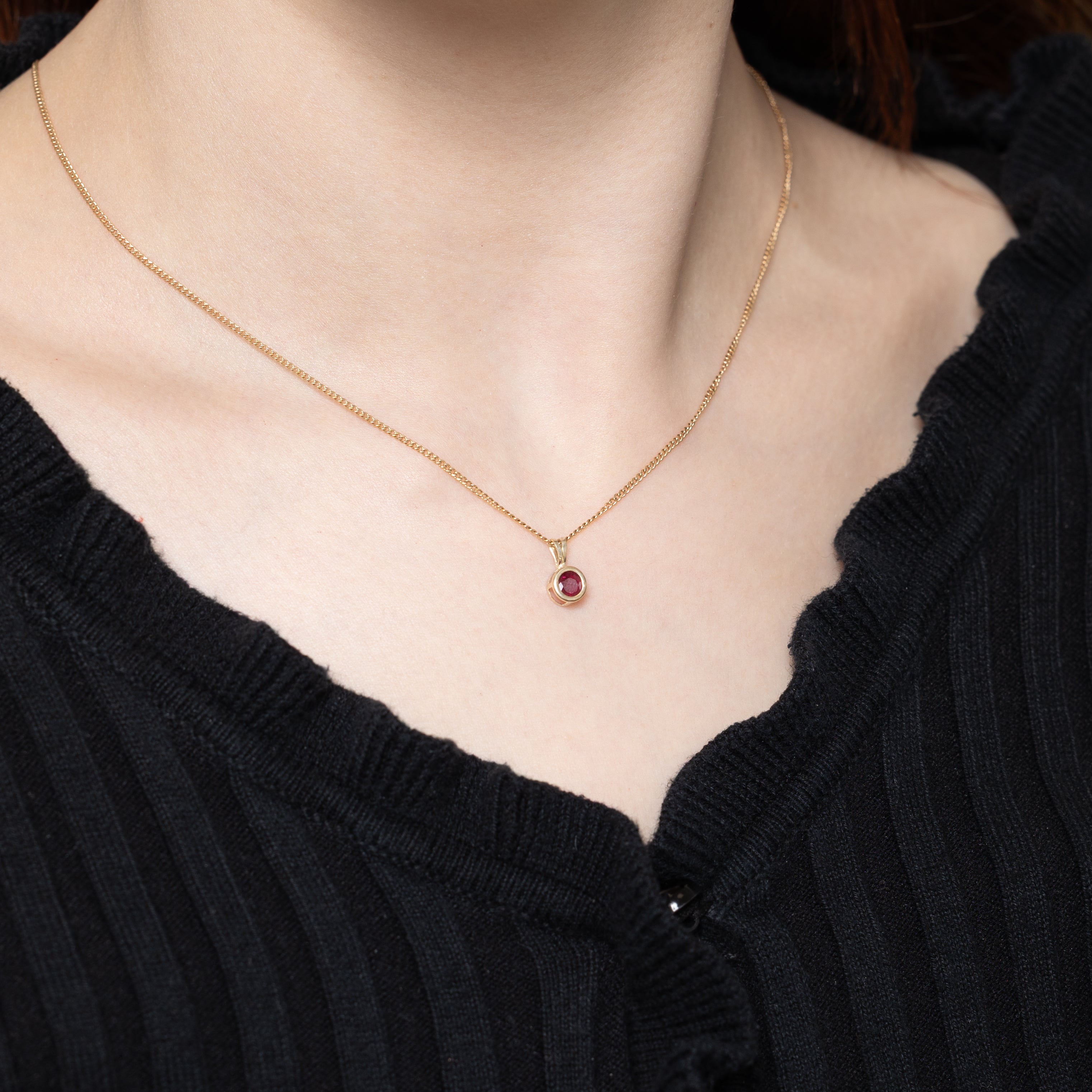 10k Bezel Set Ruby Pendant | 0.19ct