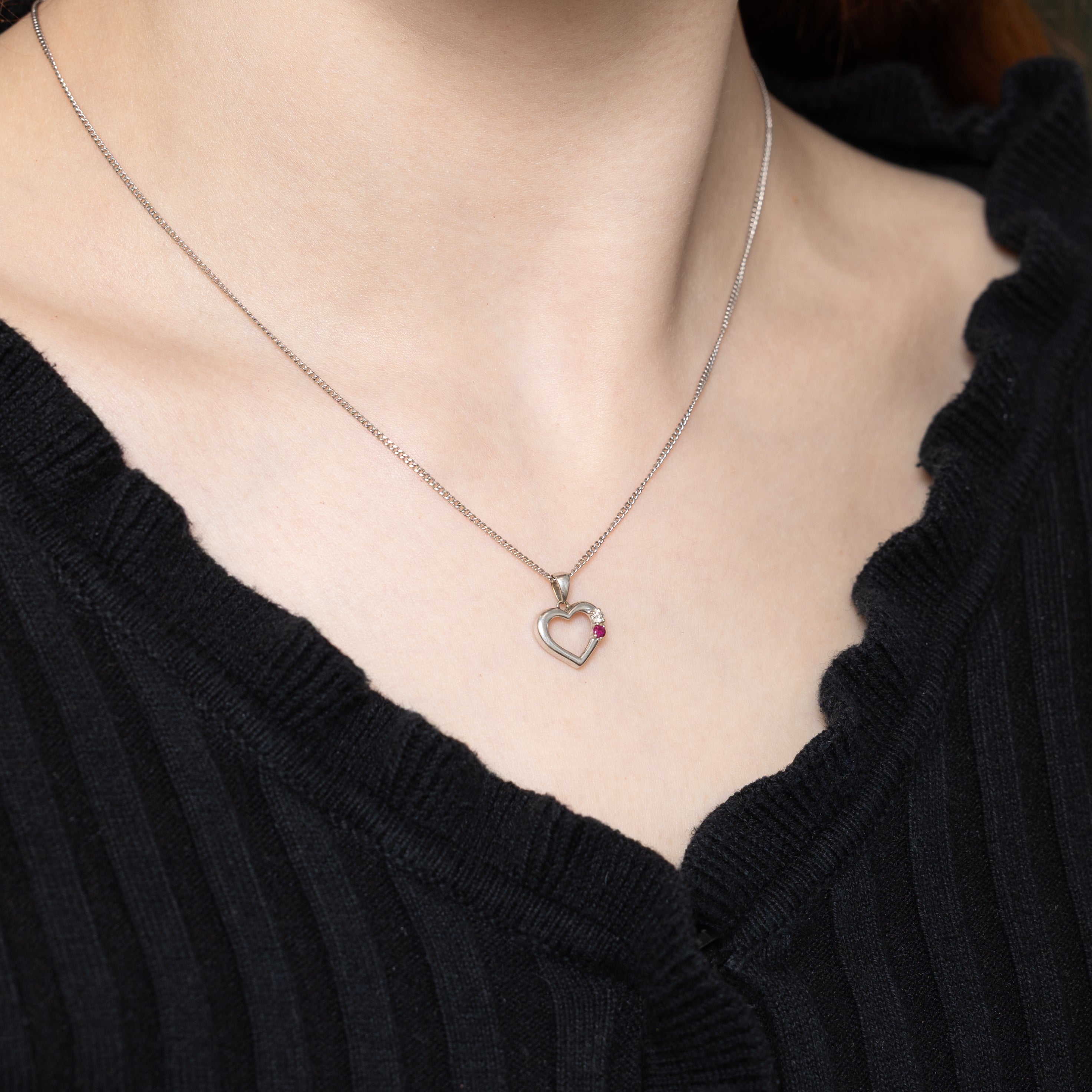 10k Ruby & Diamond Heart Pendant