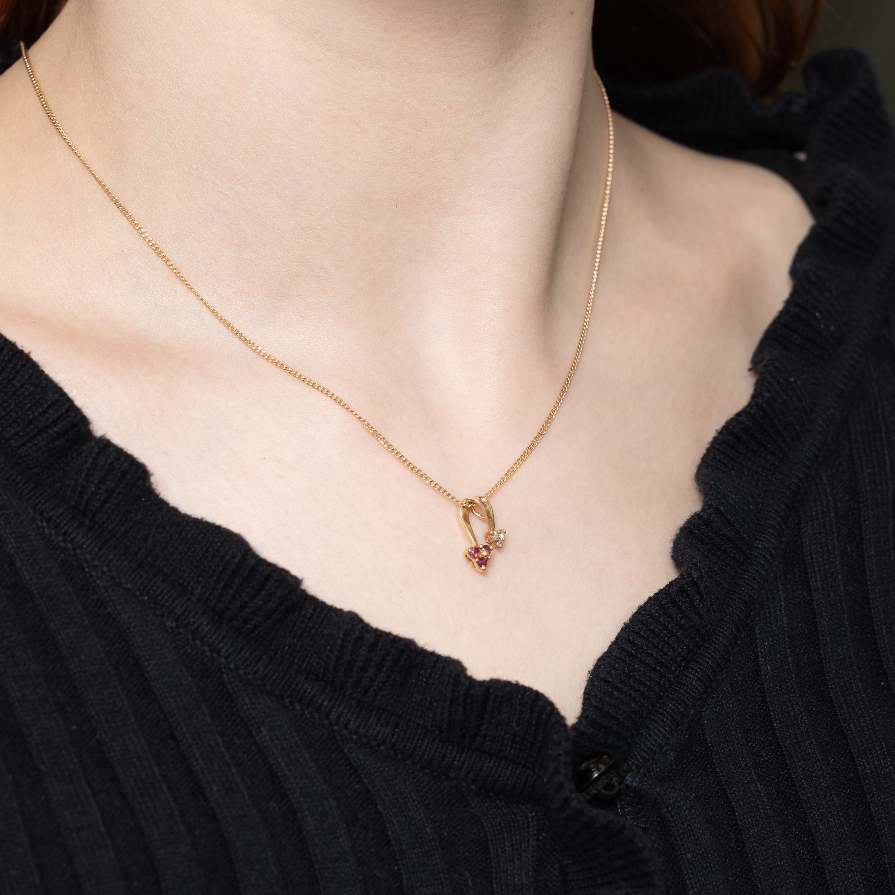 14k Diamond & Ruby Cluster Pendant