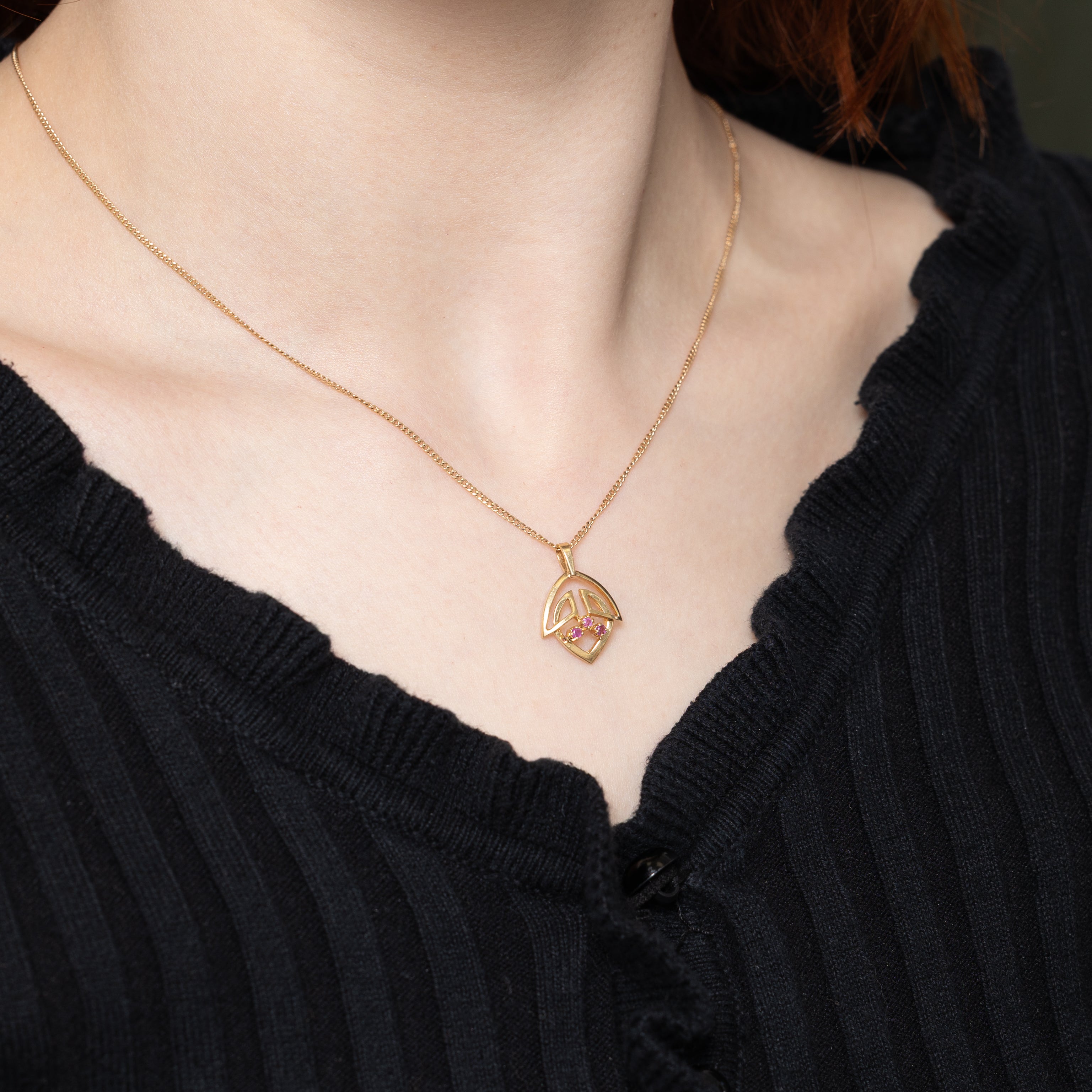 14k Ruby Geometric Pendant | 0.03ctw