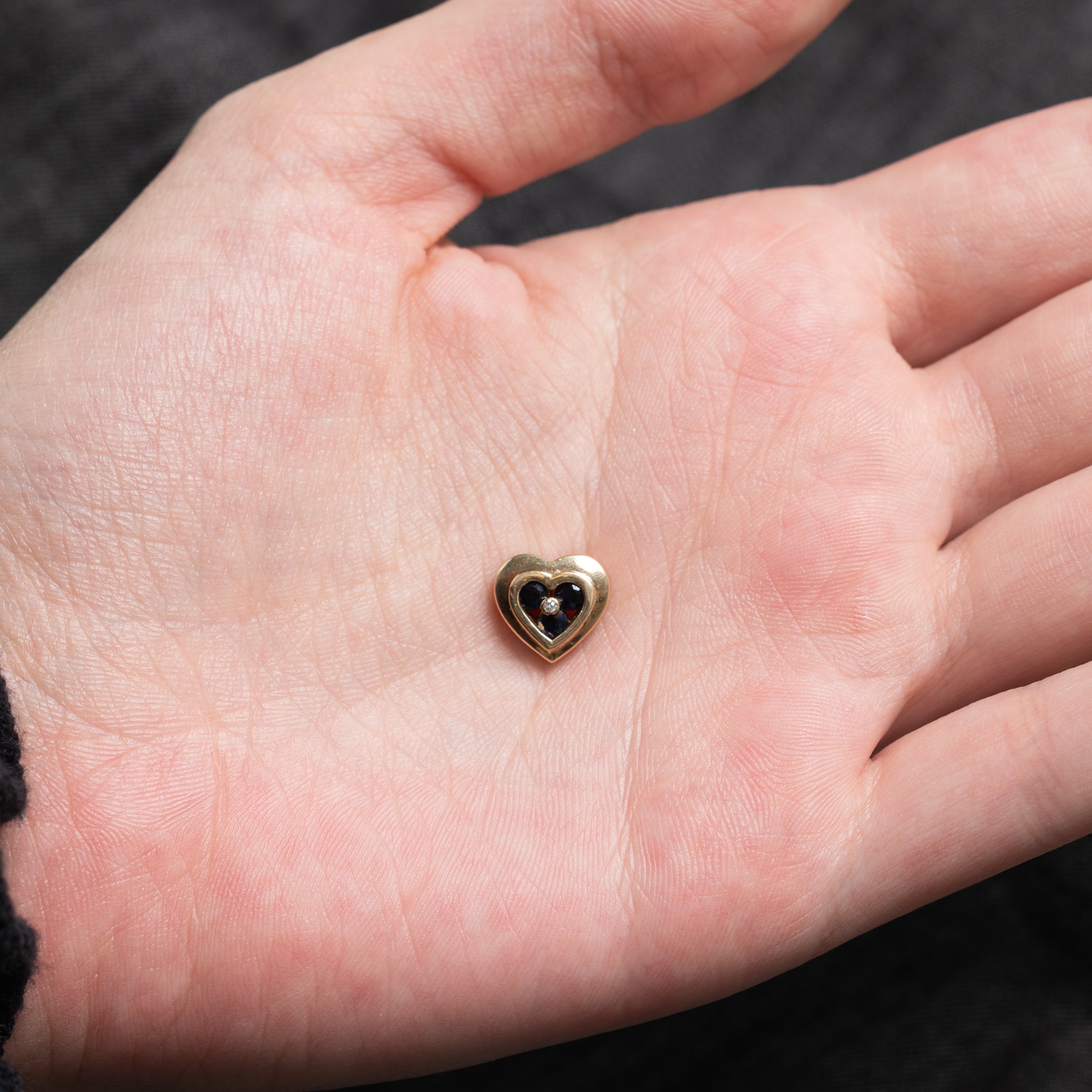10k Sapphire & Diamond Accent Heart Pendant | 0.21ct