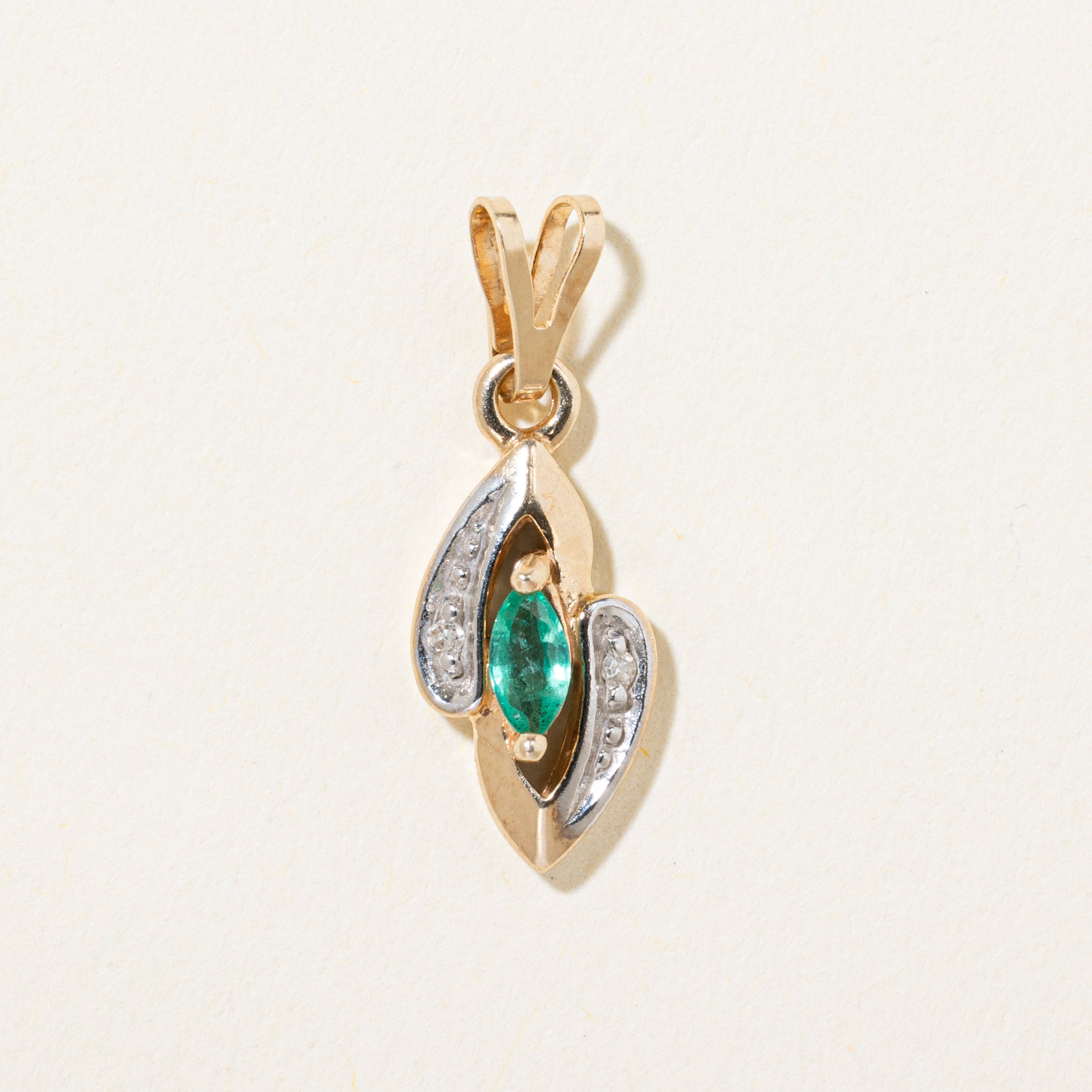 10k Emerald & Diamond Pendant