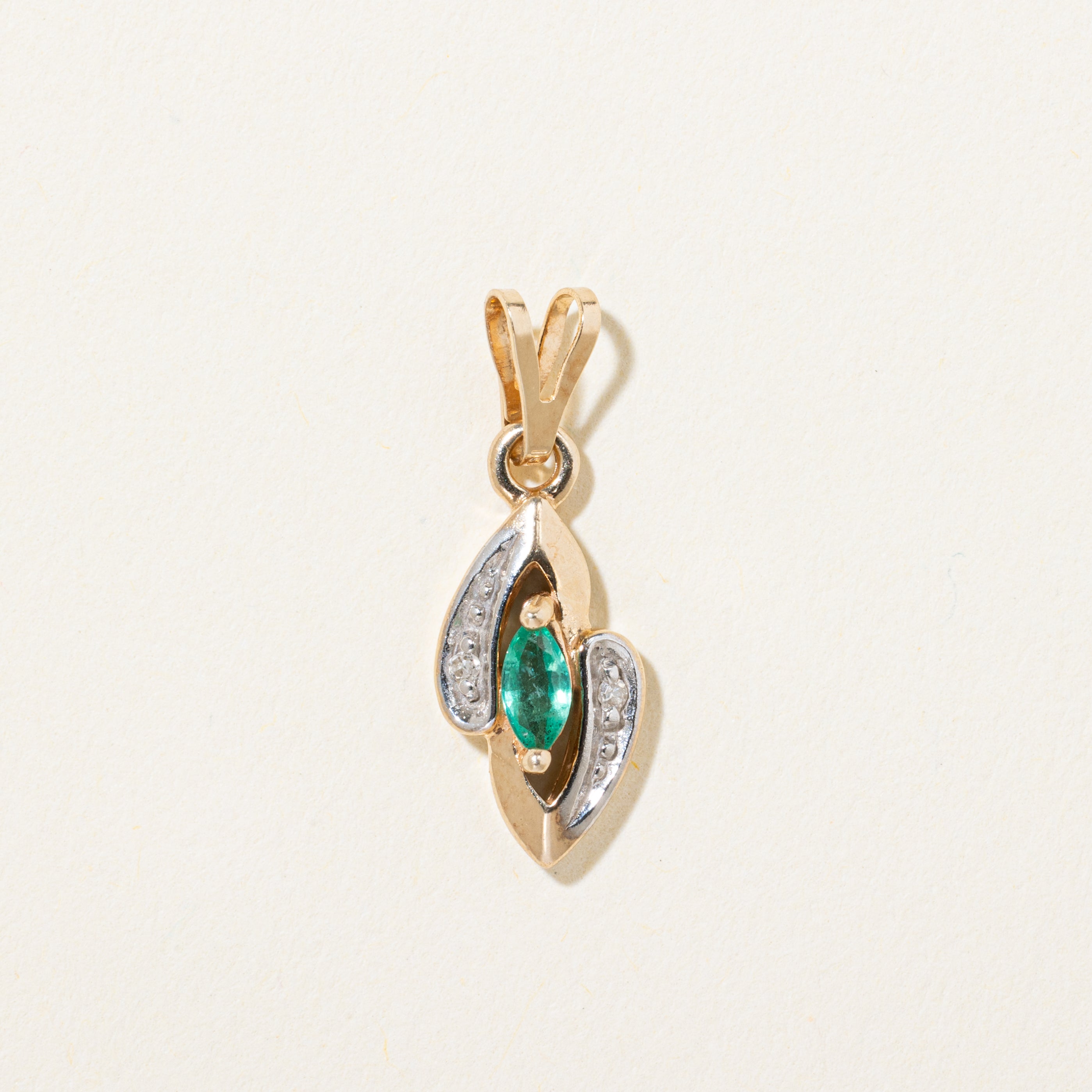 10k Emerald & Diamond Pendant
