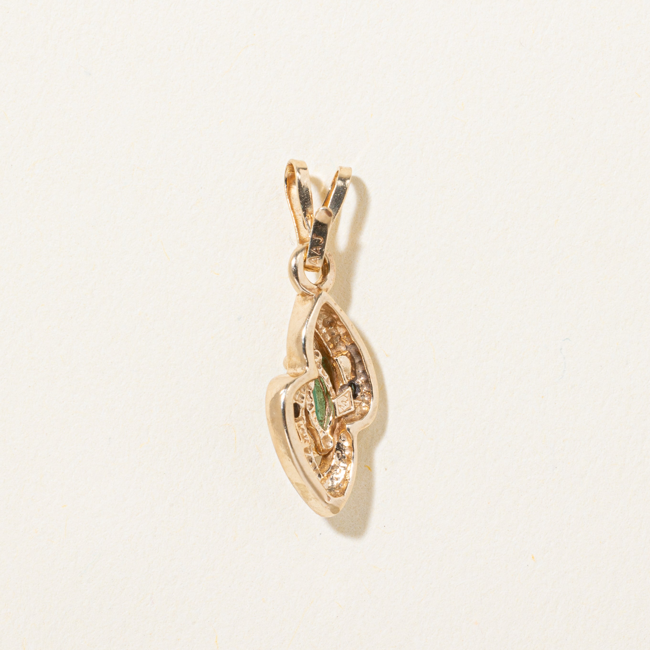 10k Emerald & Diamond Pendant