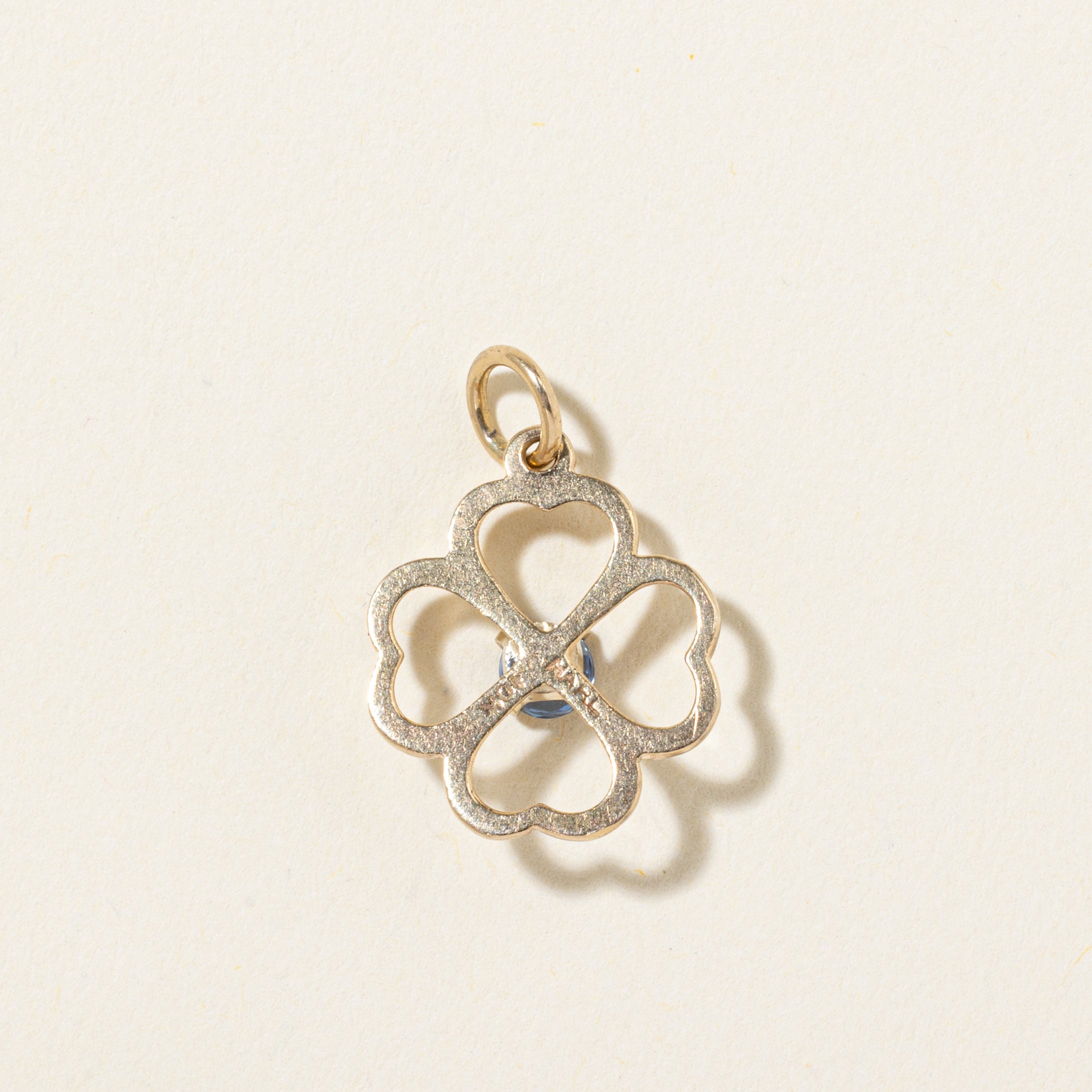 10k Synthetic Sapphire Cloverleaf Pendant | 0.19ct