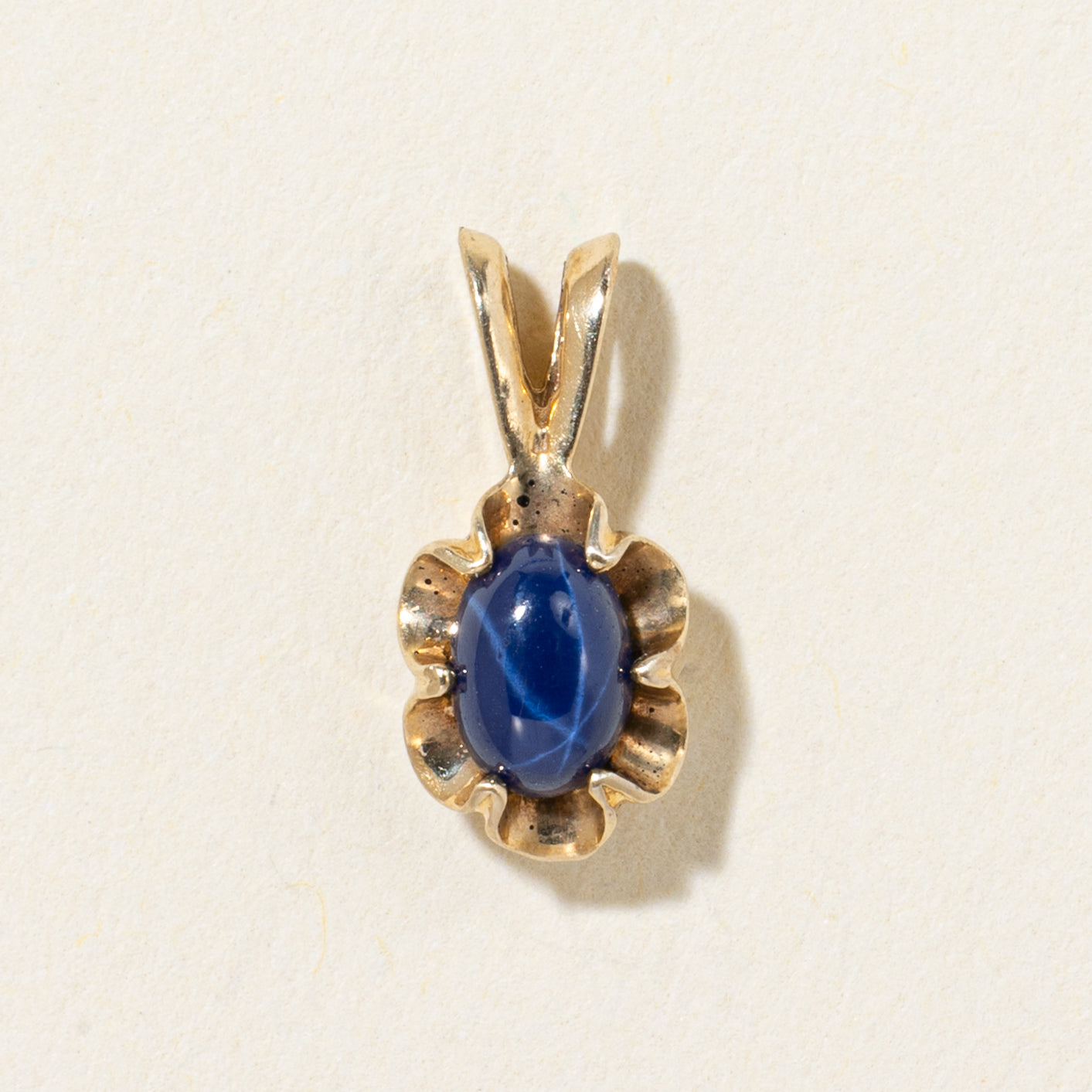 14k Belcher Set Synthetic Sapphire Pendant | 0.36ct