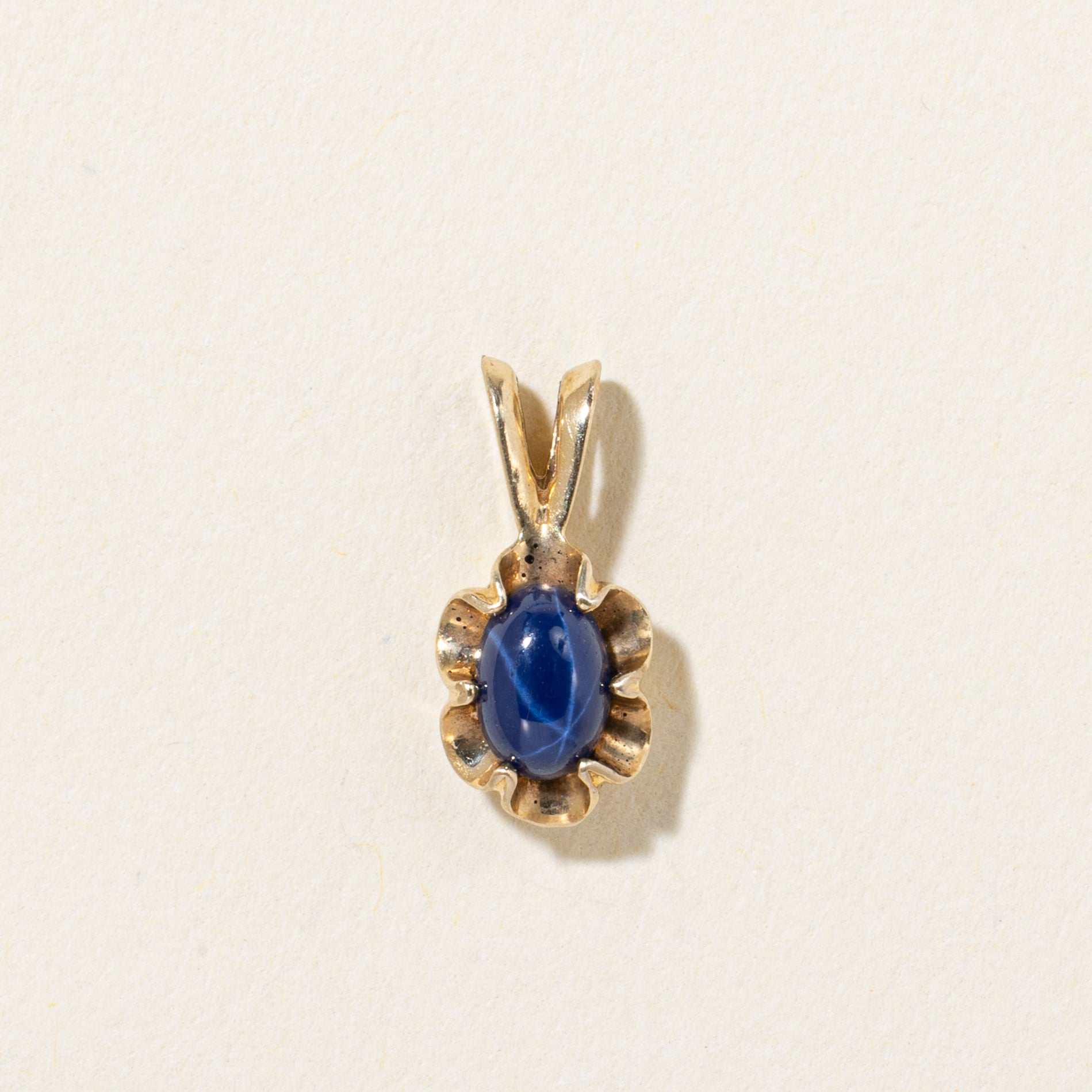 14k Belcher Set Synthetic Sapphire Pendant | 0.36ct