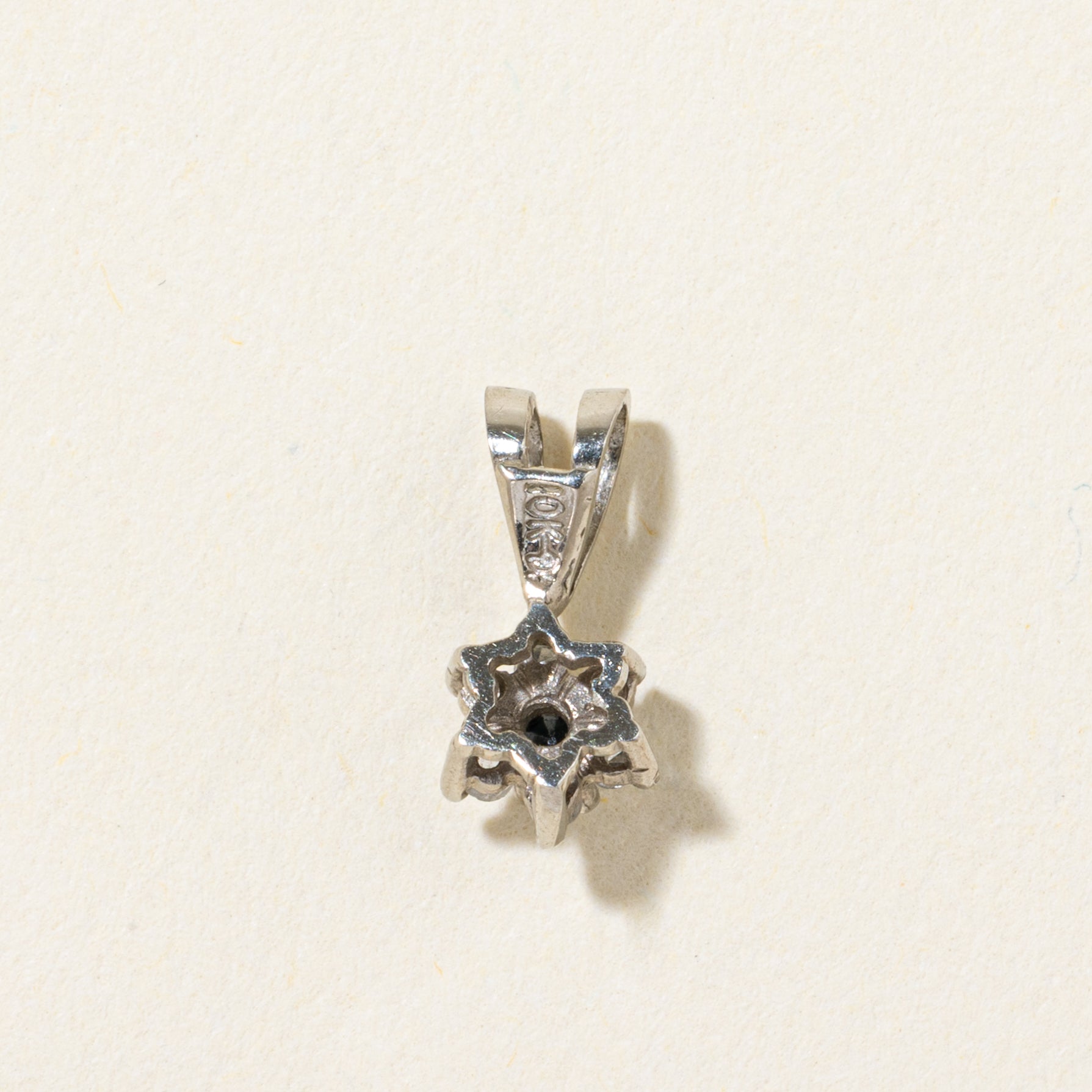 10k Sapphire & Diamond Petal Pendant