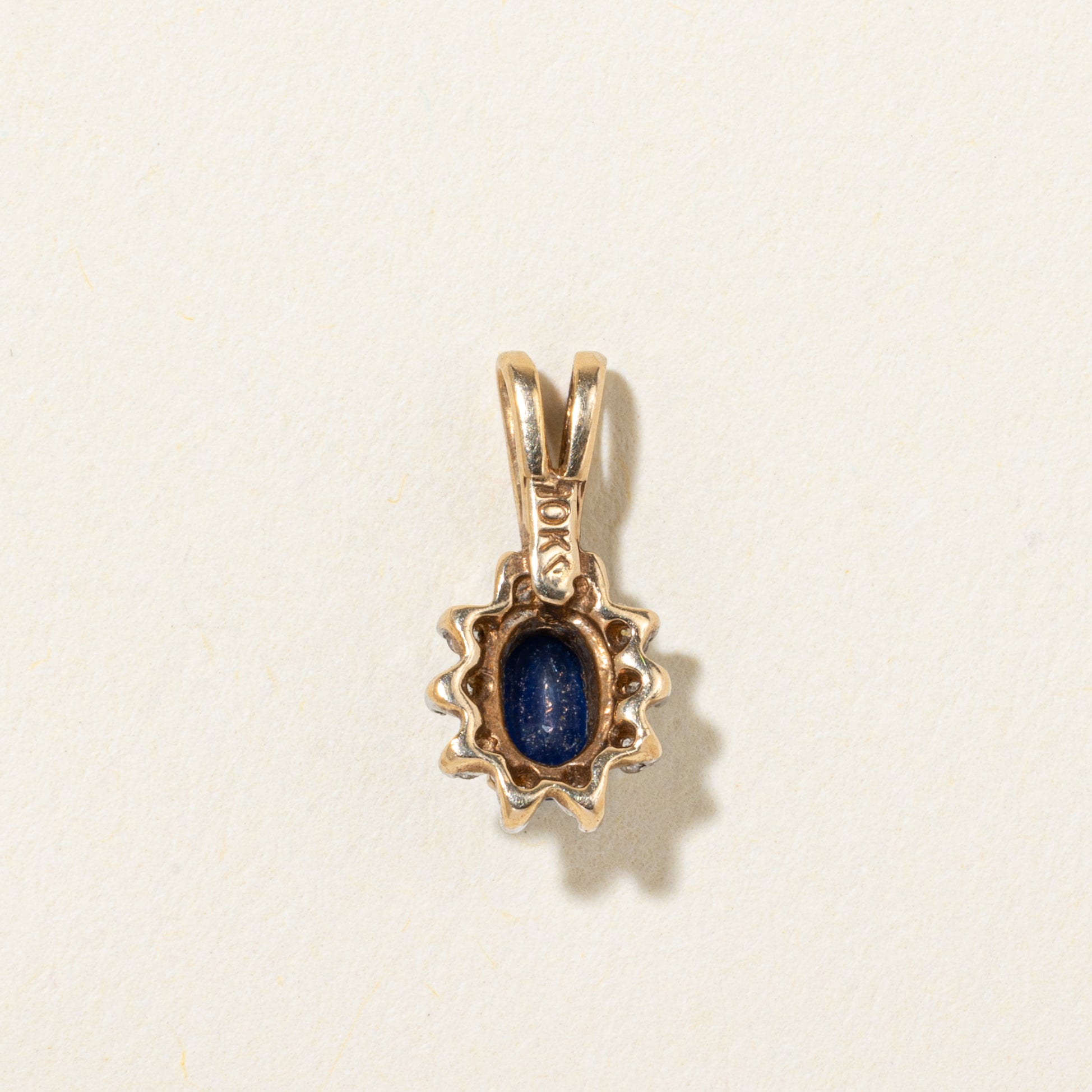 10k Sapphire & Diamond Halo Pendant