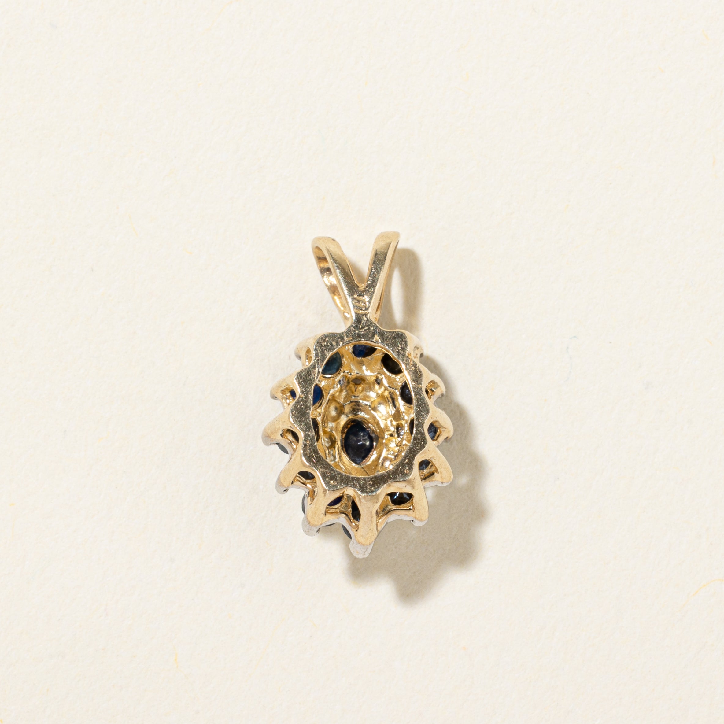 10k Sapphire & Diamond Cluster Pendant