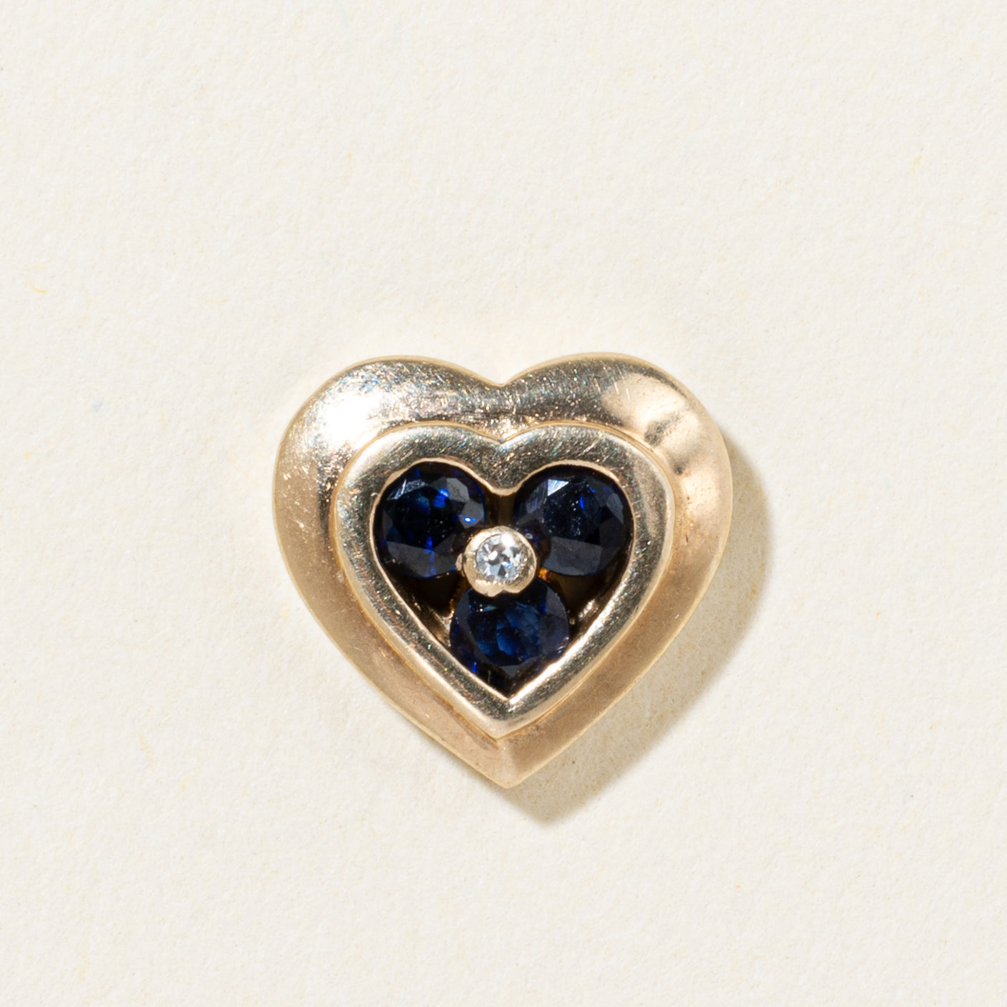 10k Sapphire & Diamond Accent Heart Pendant | 0.21ct