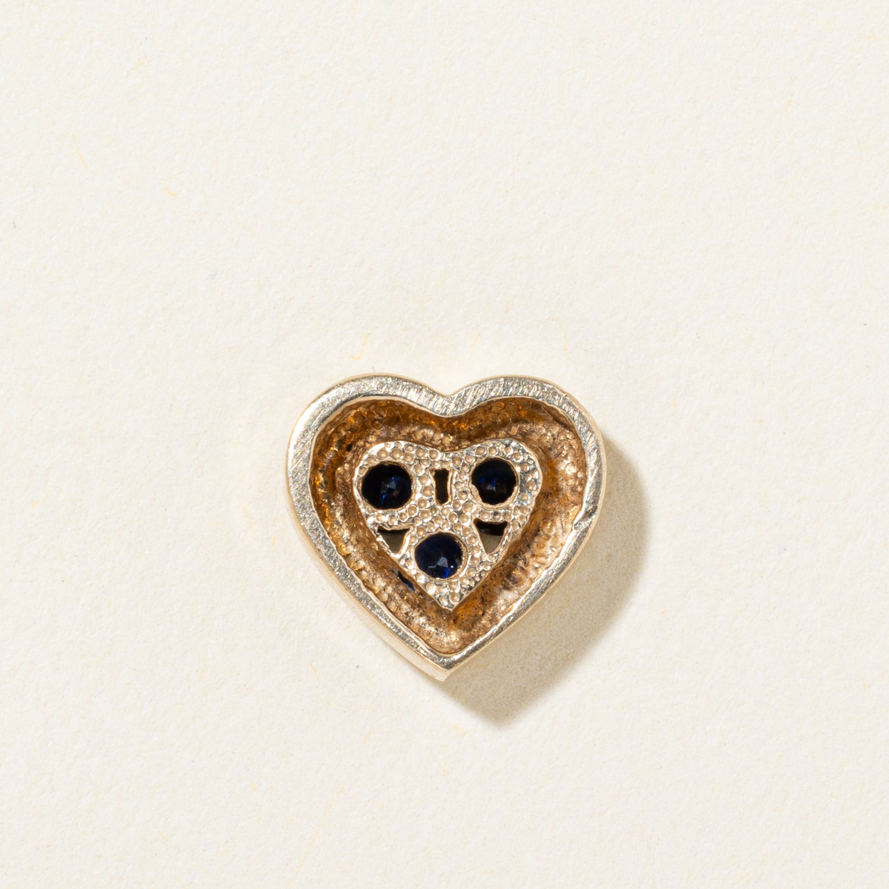 10k Sapphire & Diamond Accent Heart Pendant | 0.21ct