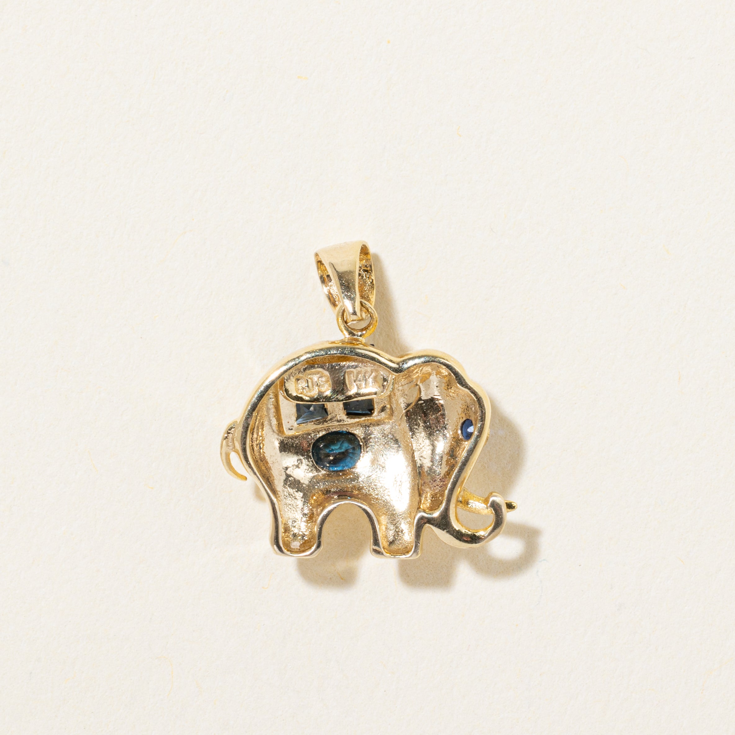 14k Sapphire Elephant Pendant | 0.60ct