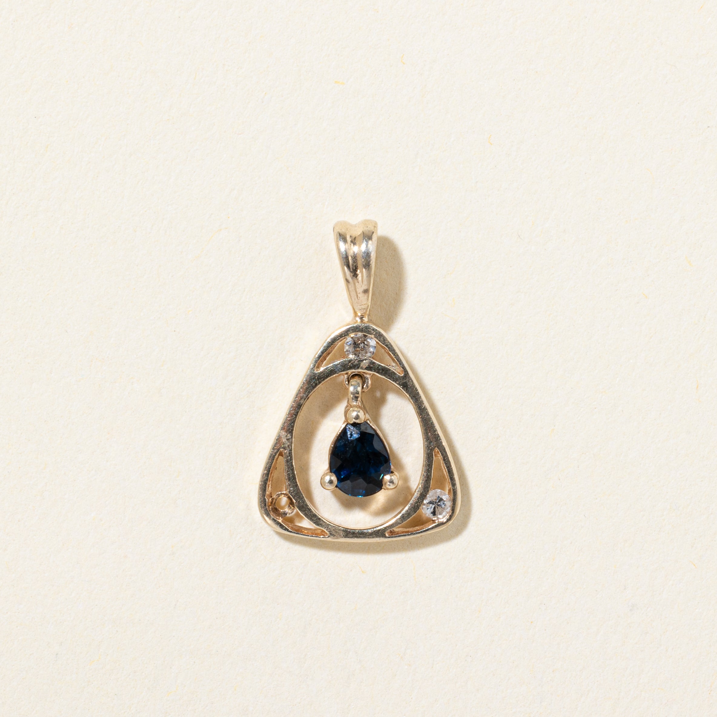 10k Sapphire & Diamond Soft Triangle Pendant