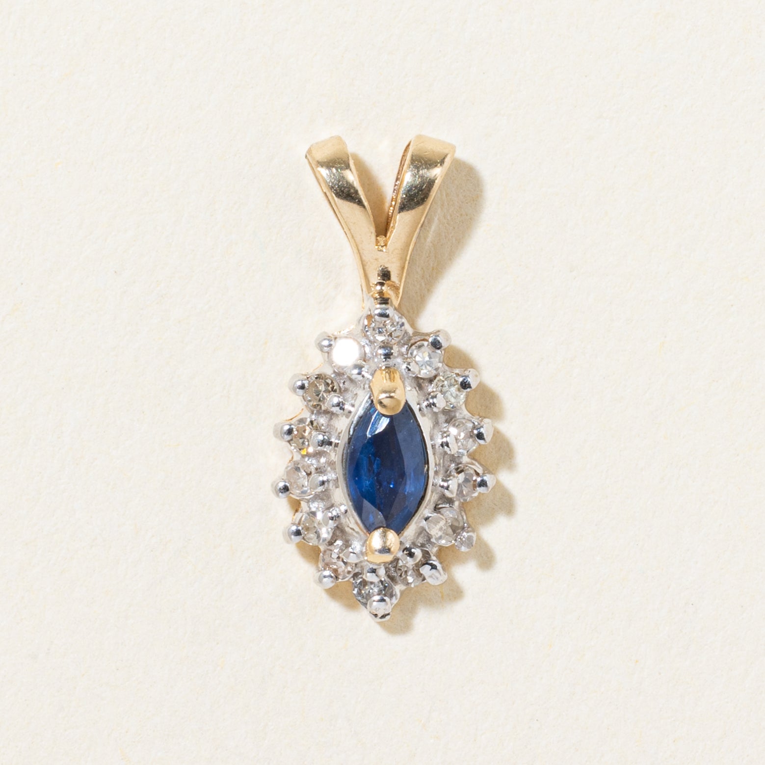 14k Sapphire & Diamond Halo Pendant