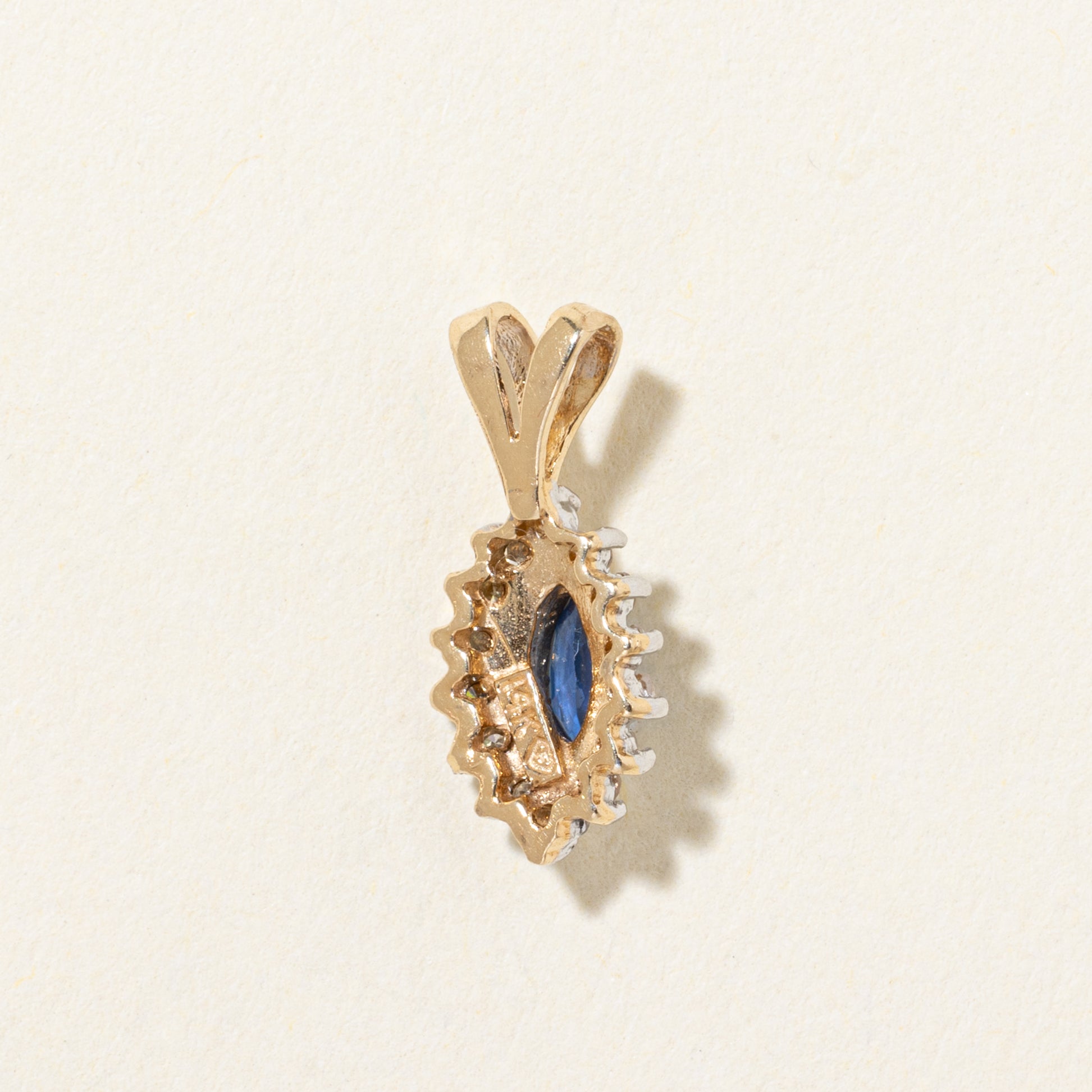 14k Sapphire & Diamond Halo Pendant