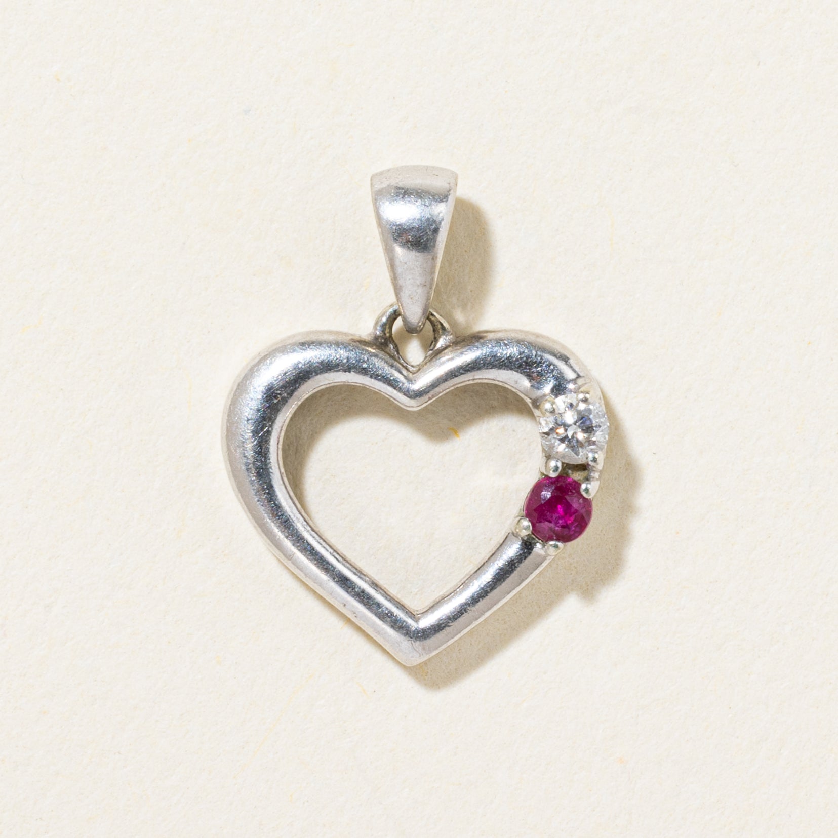 10k Ruby & Diamond Heart Pendant
