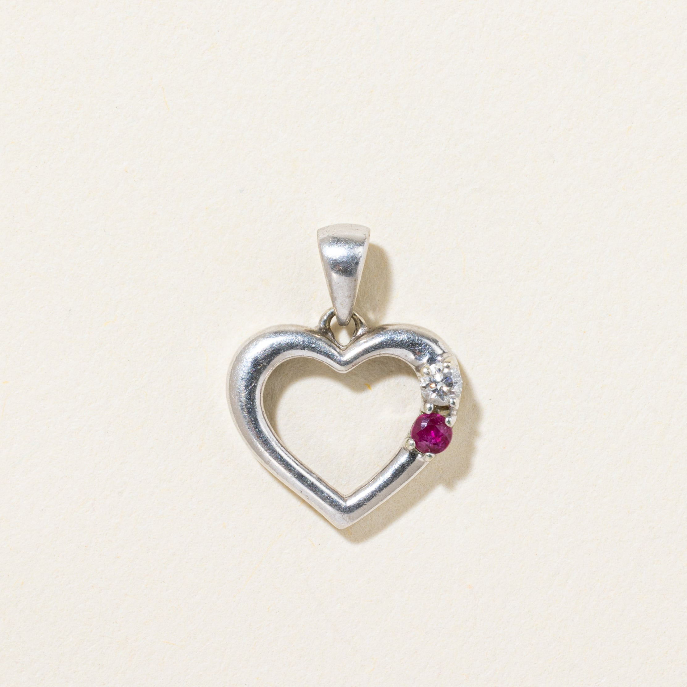 10k Ruby & Diamond Heart Pendant