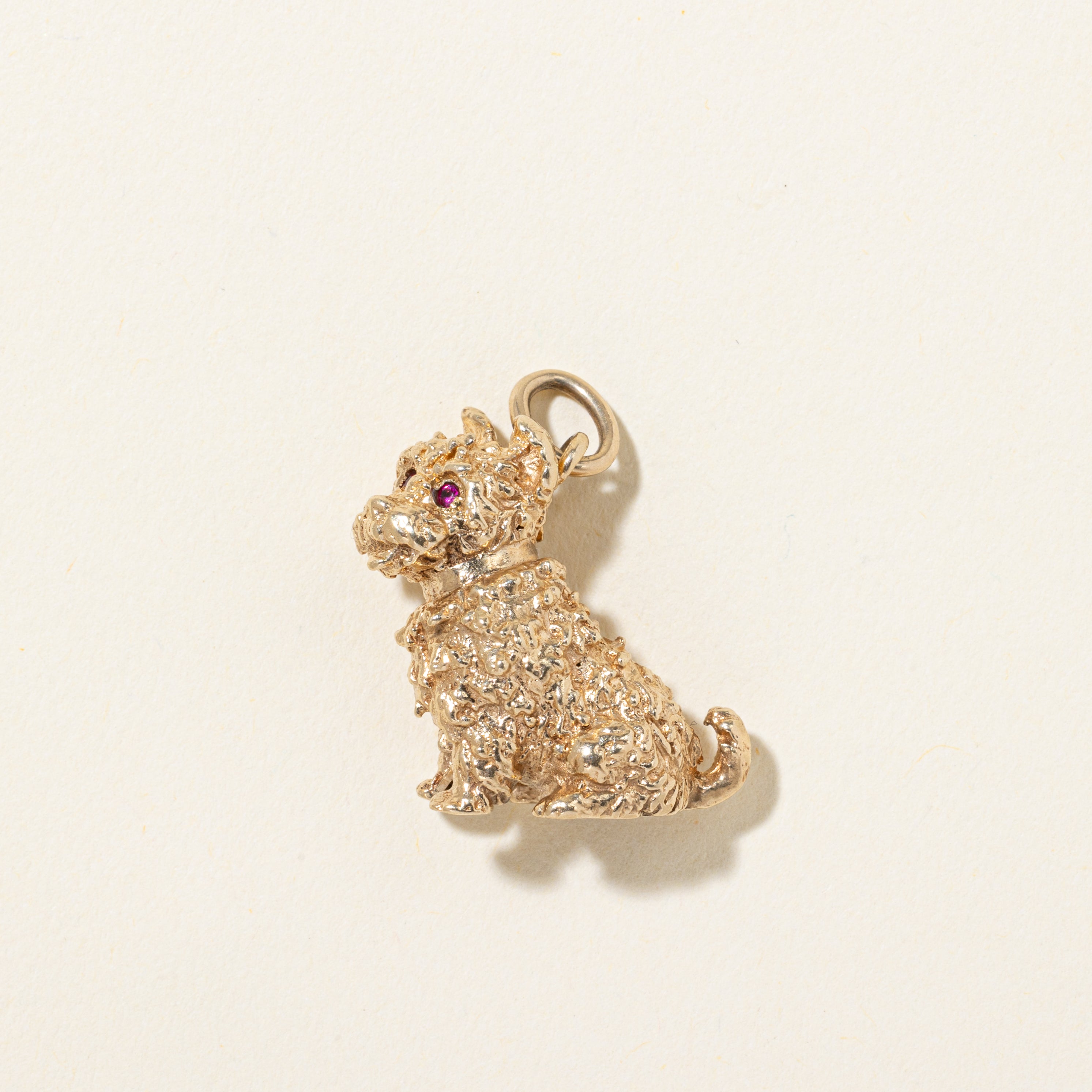 10k Ruby Textured Dog Charm | 0.006ctw