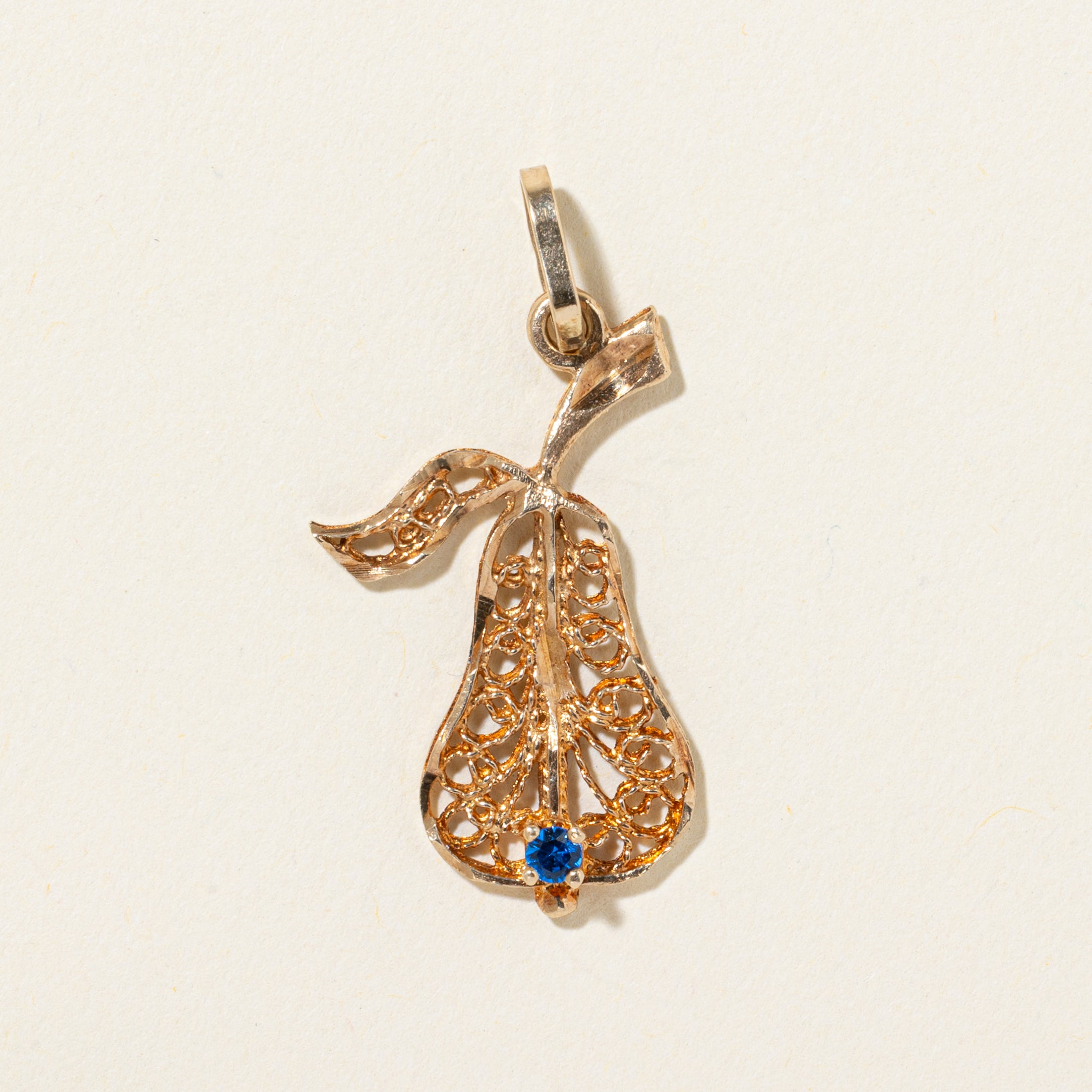 10k Synthetic Spinel Pear Fruit Charm | 0.023ct