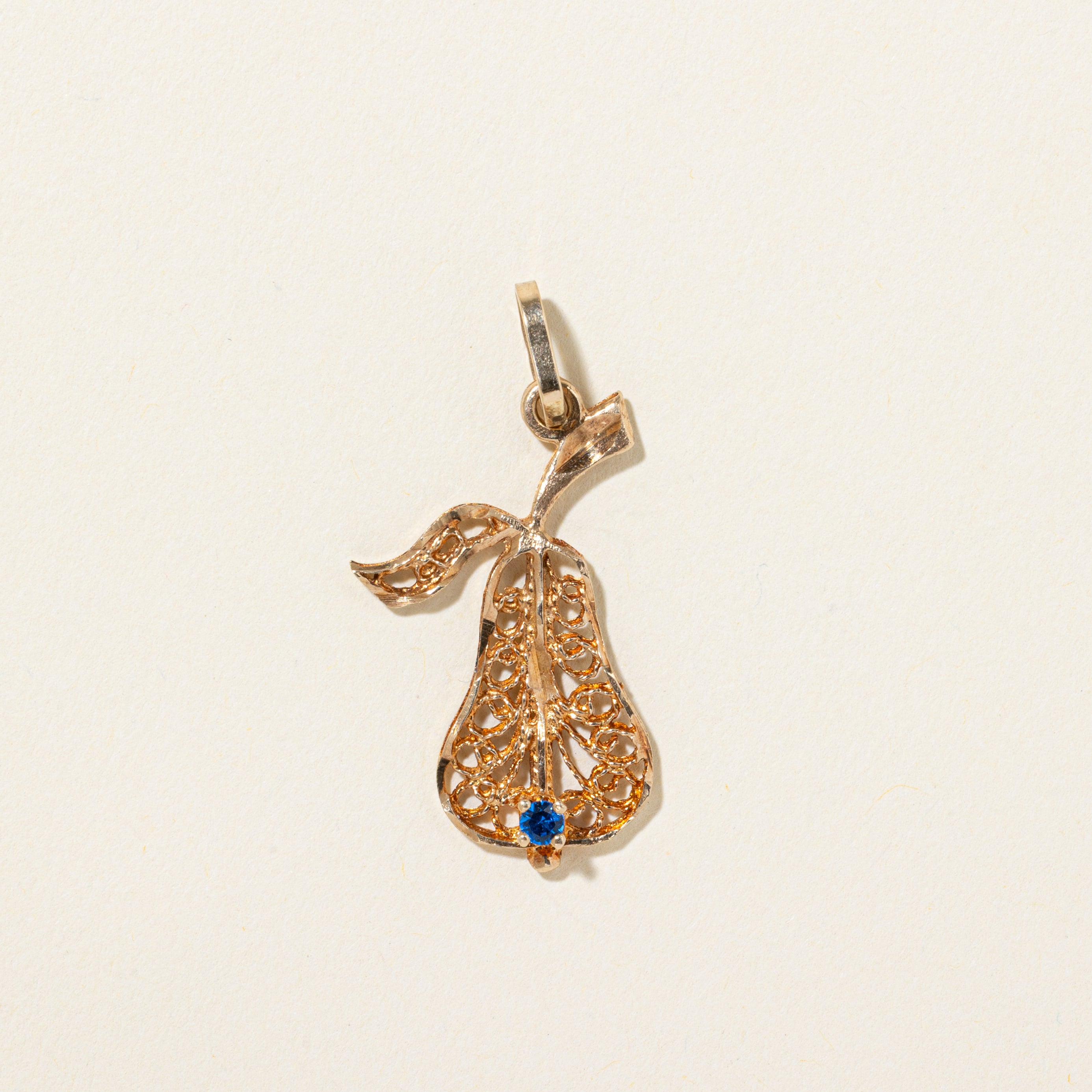 10k Synthetic Spinel Pear Fruit Charm | 0.023ct
