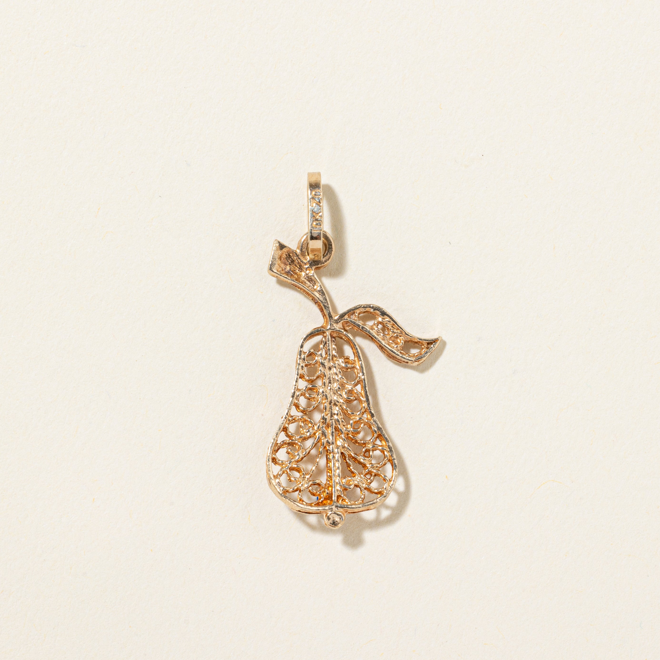 10k Synthetic Spinel Pear Fruit Charm | 0.023ct