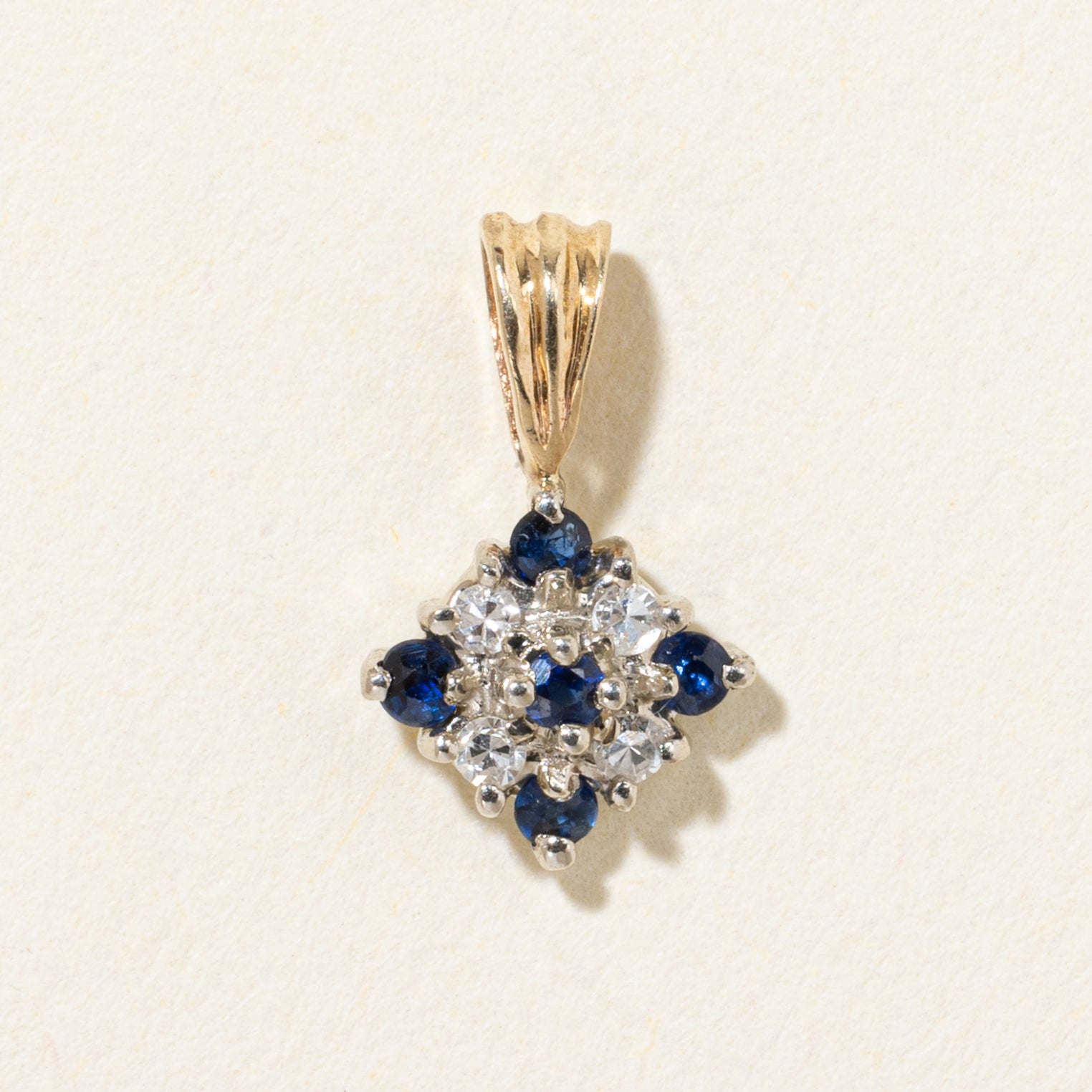 14k Sapphire & Diamond Cluster Pendant