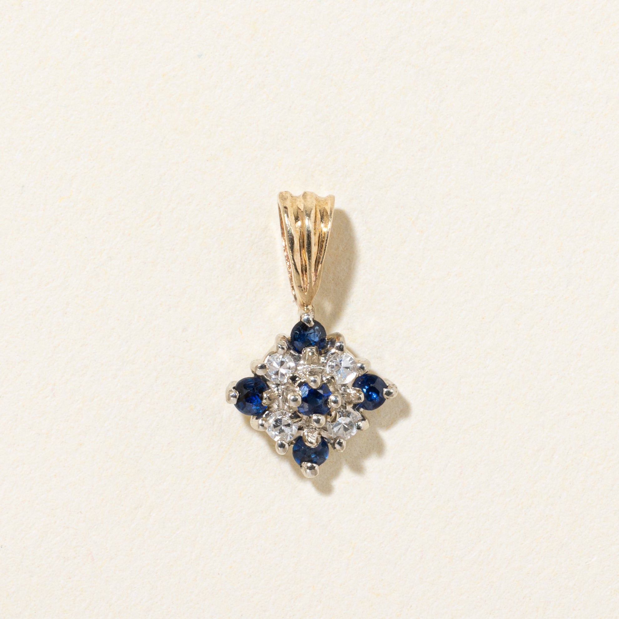 14k Sapphire & Diamond Cluster Pendant