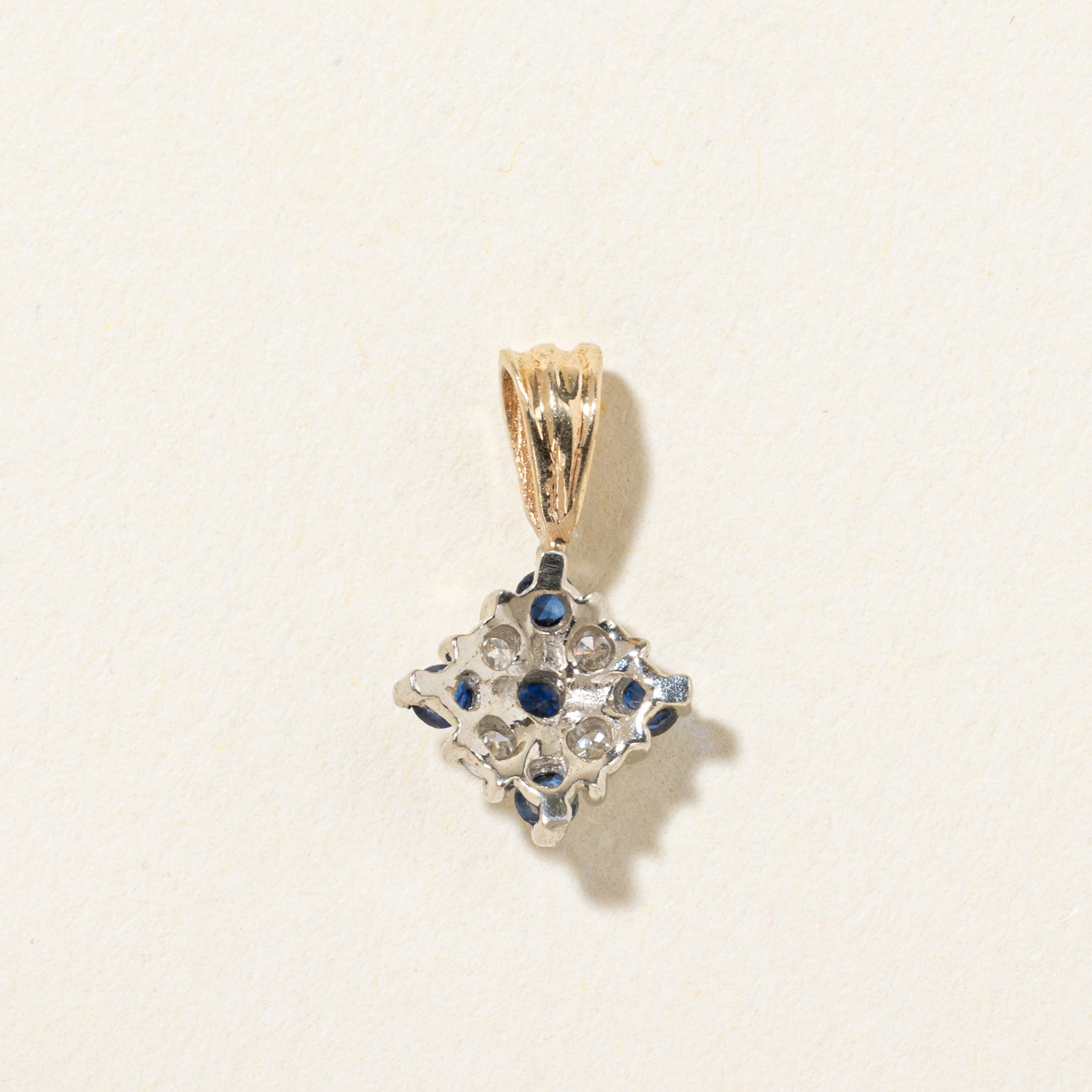 14k Sapphire & Diamond Cluster Pendant