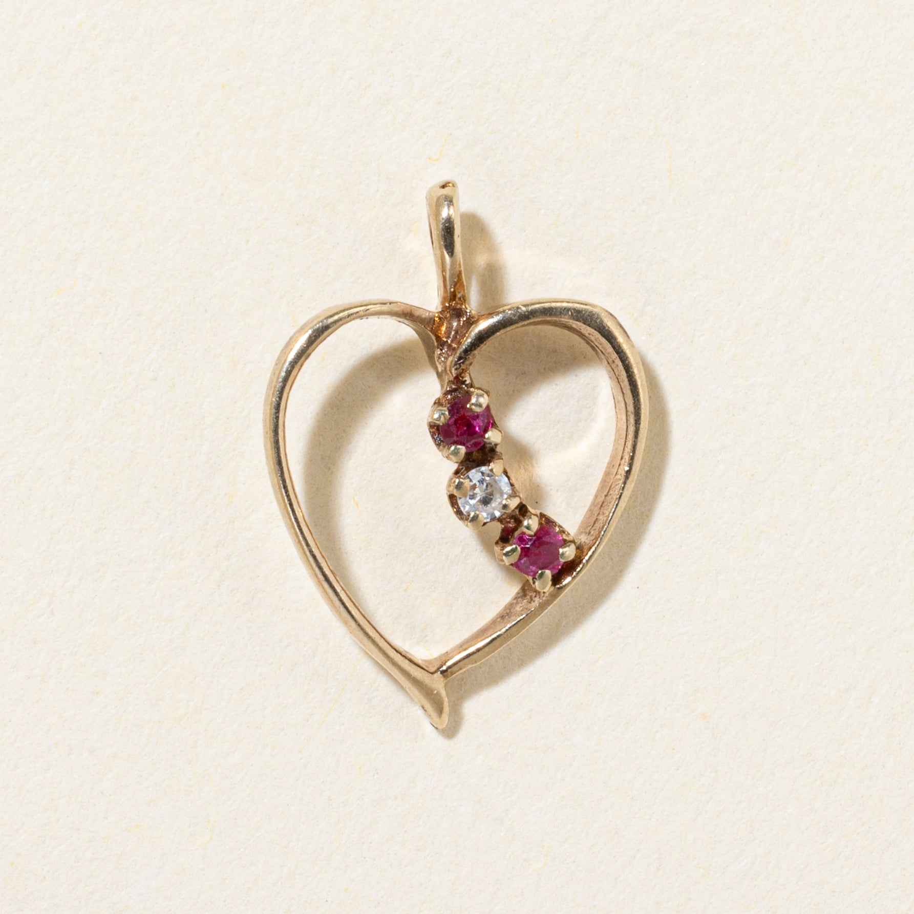 14k Ruby & Diamond Heart Pendant